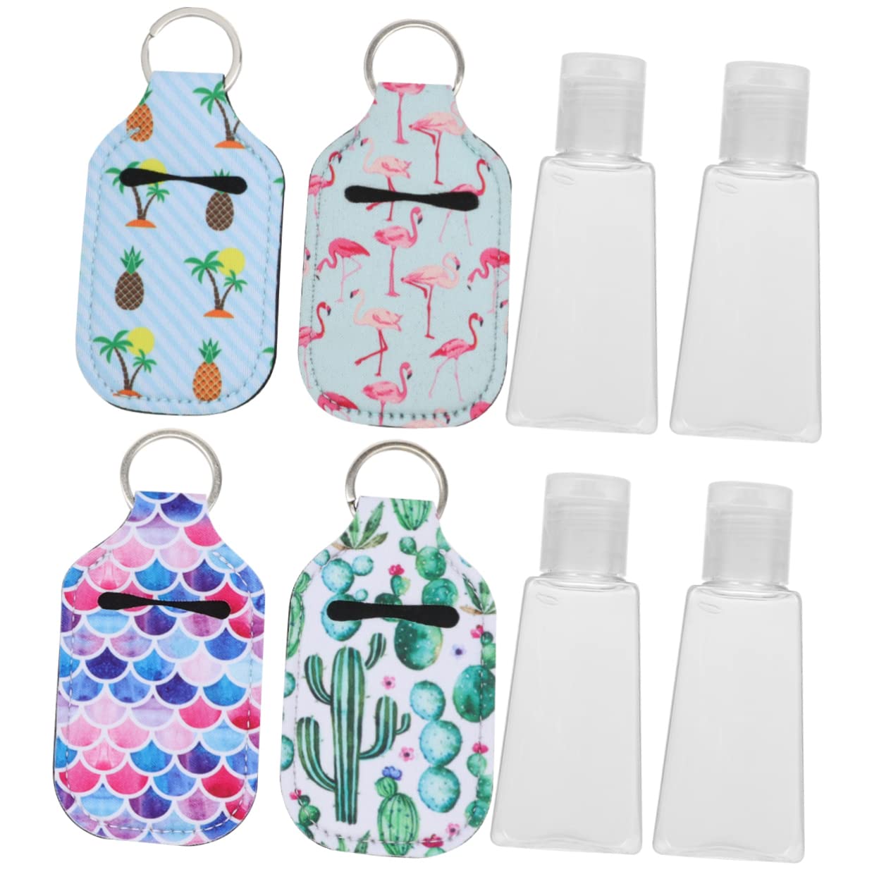 Alipis Cute Hand Sanitizer Dispenser Bottle Cover - Travel Size Perfume Bottle Protector Set with Keychain - Perfect for Travel, Gym, Office & Daily Use