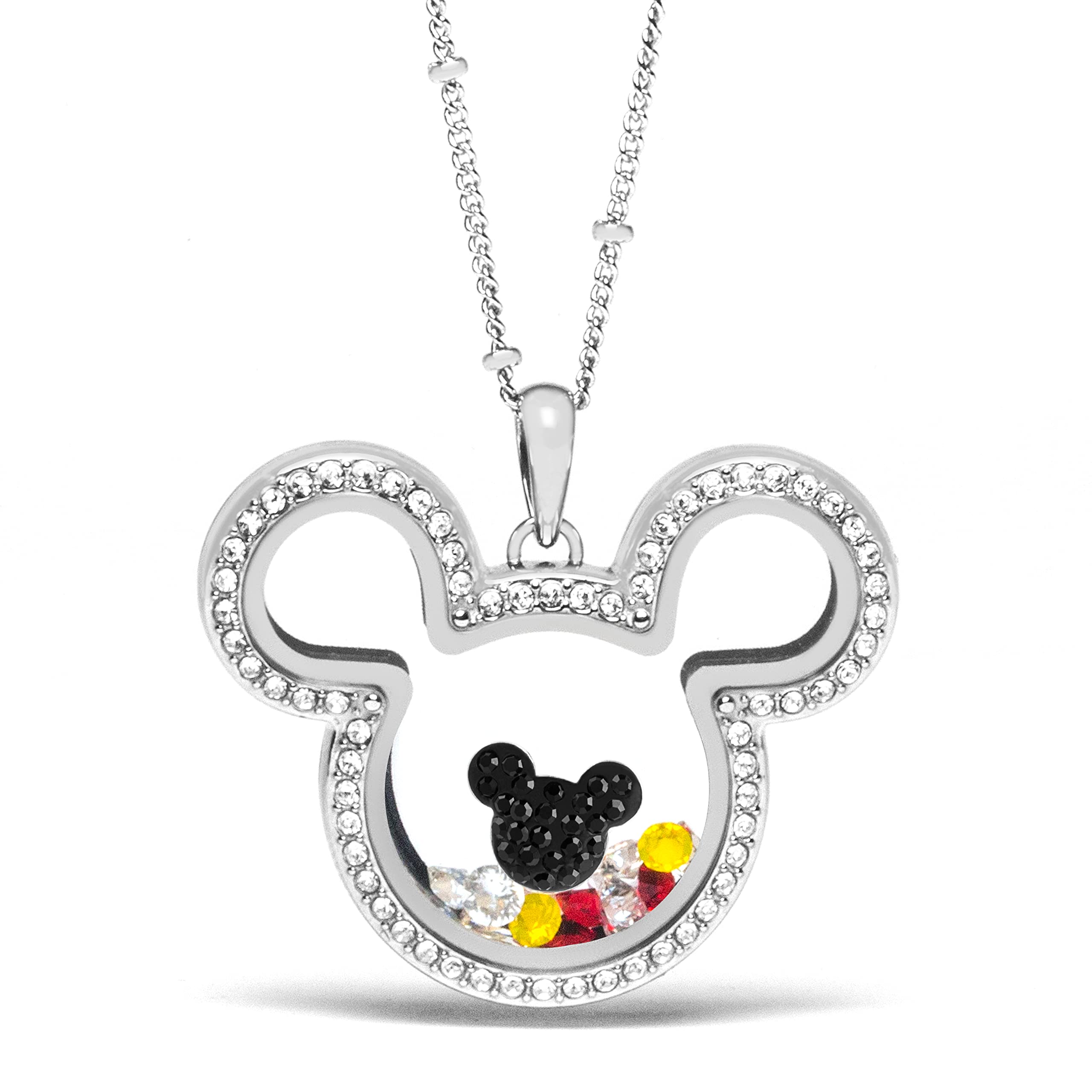 Disney Mickey Mouse Living Locket Necklace Set - Vintage Inspired Jewelry Gift for Women & Girls - Perfect for Birthdays, Anniversaries & Disney Fans