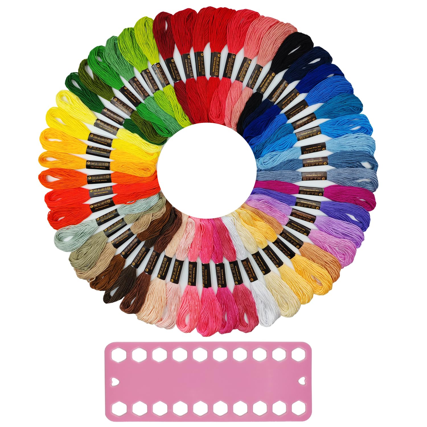 50 Skeins Embroidery Floss Kit - Rainbow Color Cross Stitch Thread for Friendship Bracelets, DIY Crafts & Sewing Projects with Free Floss Organizer - Perfect for Scrapbooking, Needlework & Handmade Gift Making