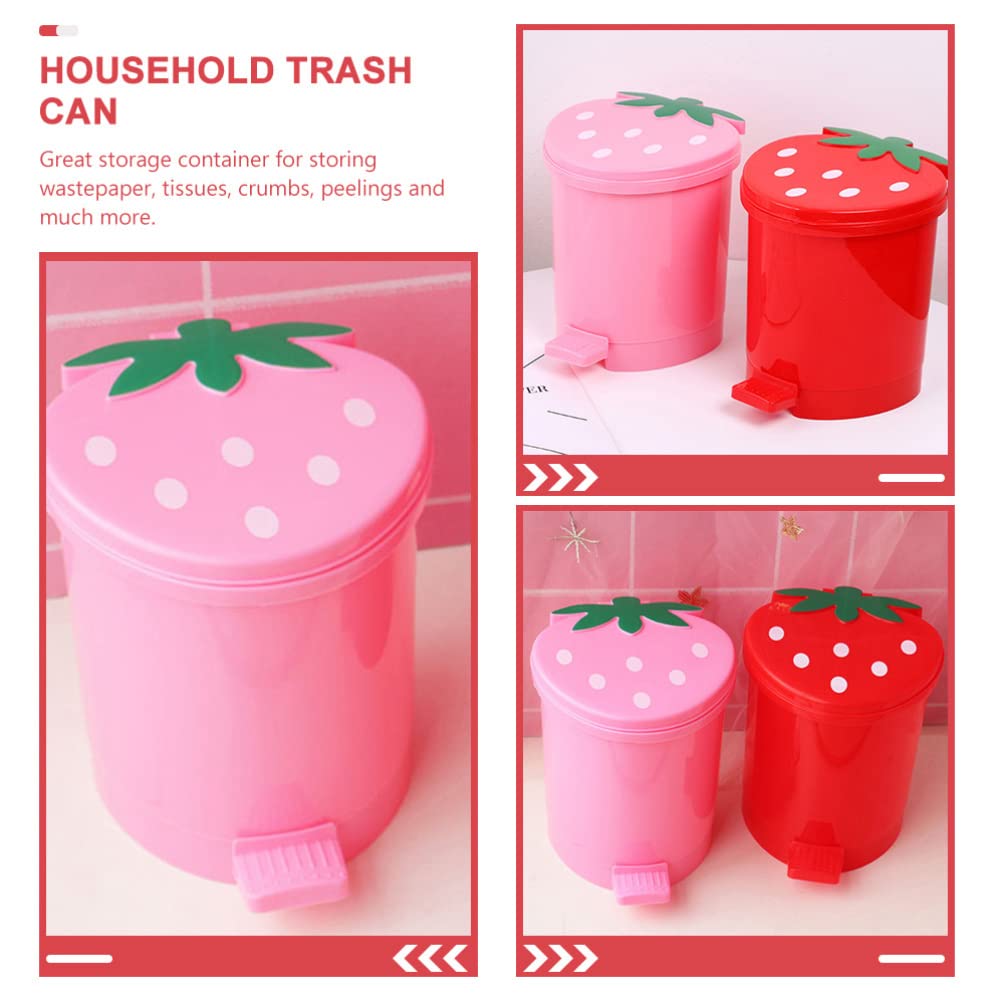 Operitacx 2-Pack Mini Desktop Trash Can - Small Car & Office Waste Bin with Pen Holder, Cute Cartoon Design, Durable PP Plastic for Home, Car, Office & School Use