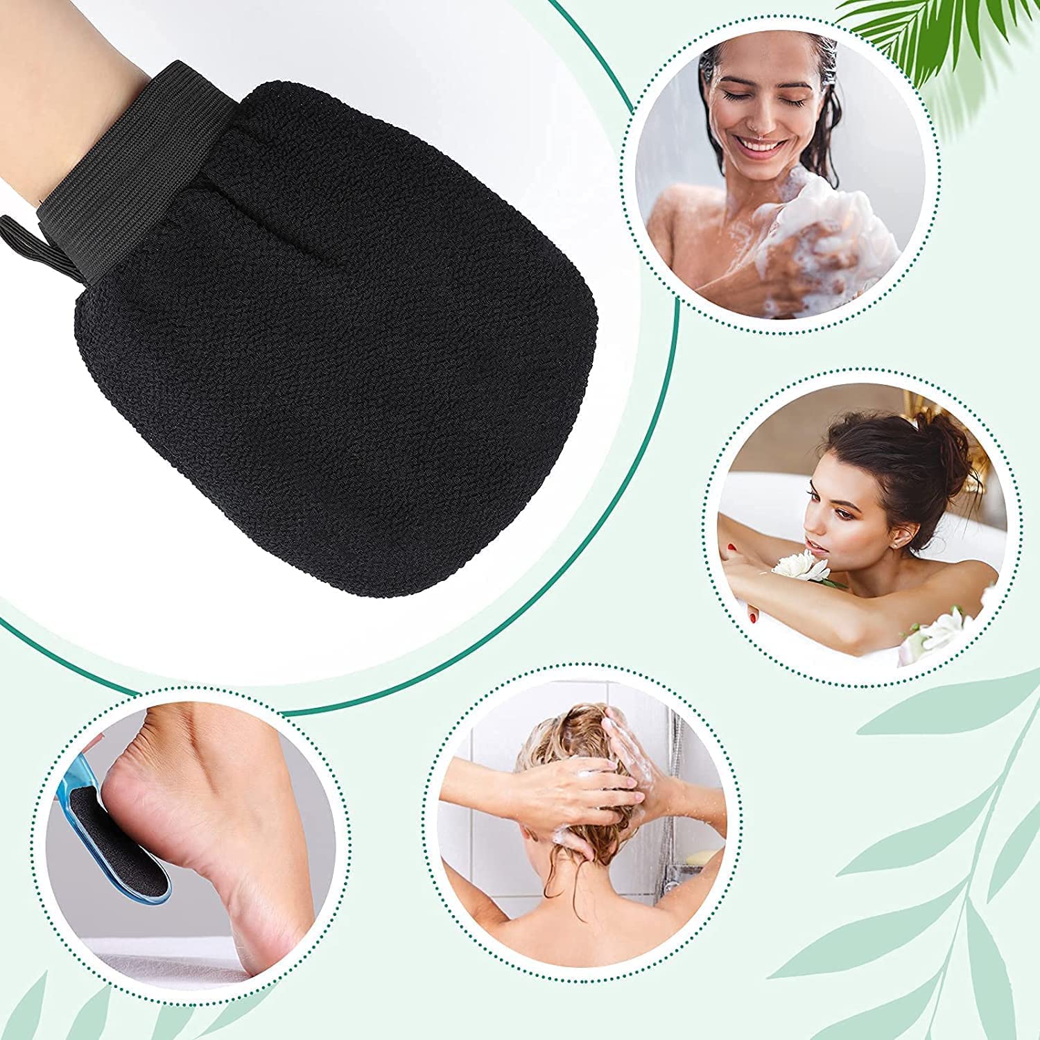 Zivsa Exfoliating Gloves for Dead Skin Removal - Double Layer Body Scrubber & Face Exfoliator, Deep Cleansing Mitt for Tan Removal & Smooth Skin (Black) - Perfect for Spa, Shower & At-Home Skincare Routine