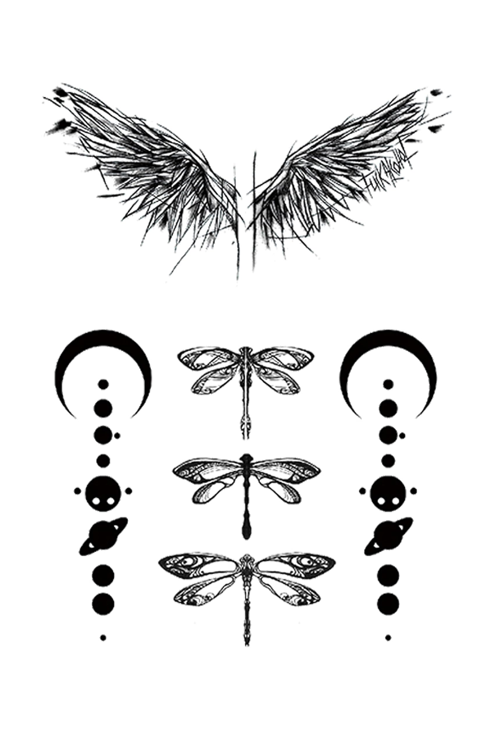 Waterproof Temporary Tattoo Stickers for Men & Women - 3D Realistic Flowers, Butterflies, Stars, Angels, Wolves & Armband Designs (21x15cm) | Perfect for Parties, Festivals, Cosplay & Body Art | HB-794