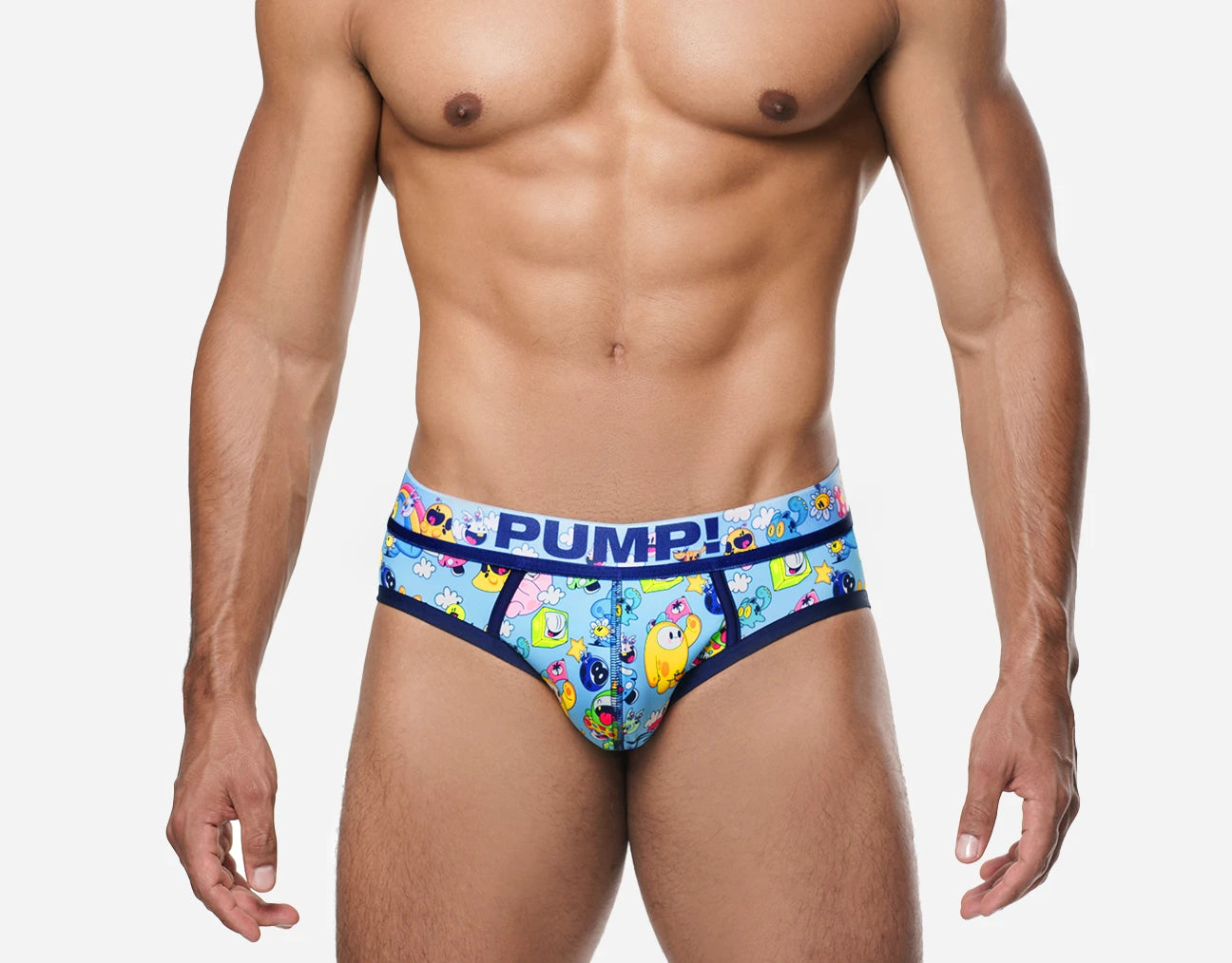 Premium PUMP! Funtopia Briefs - Soft Blue Men's Underwear for Gym, Workout & Everyday Comfort - Breathable & Supportive Boxer Briefs for Active Lifestyle