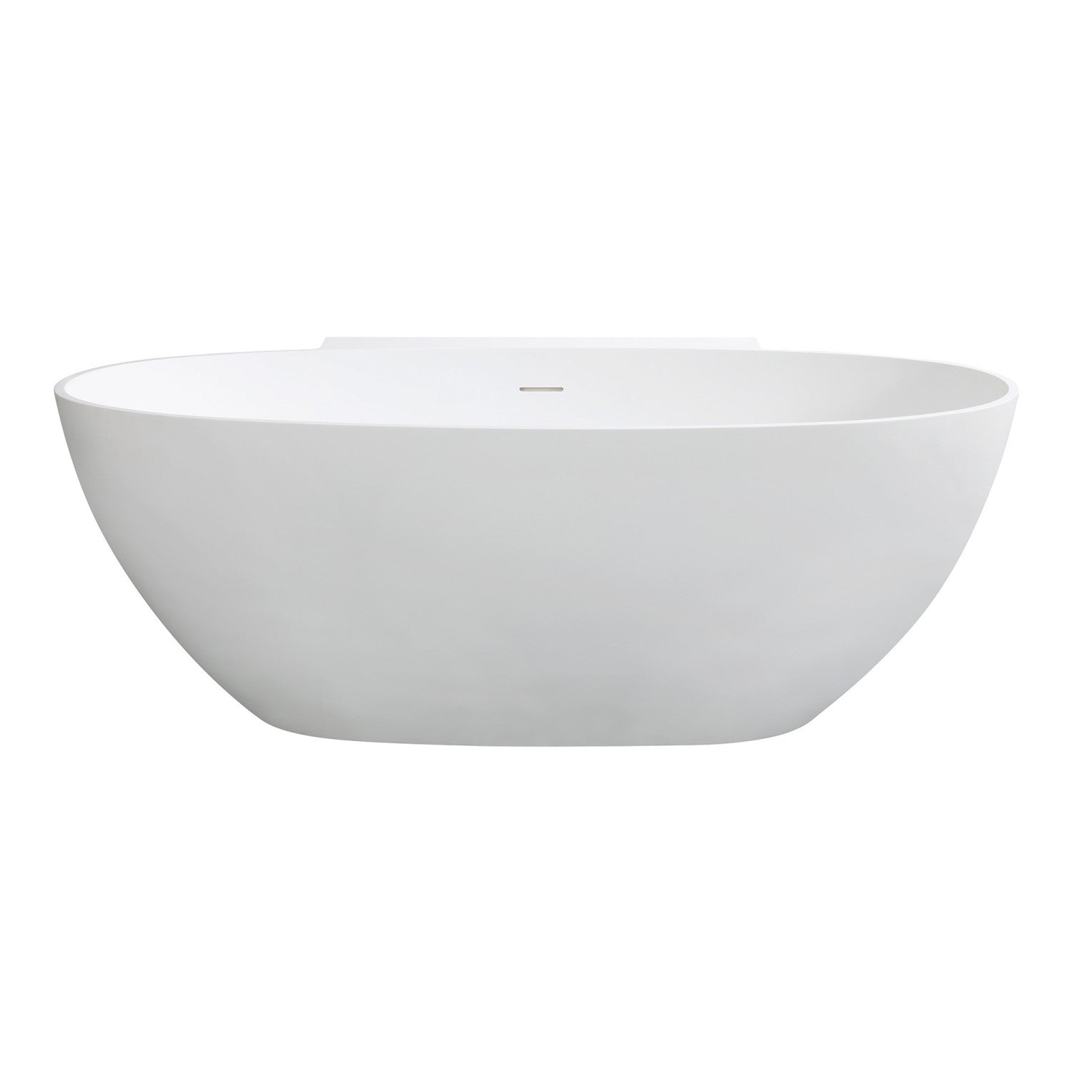 Arcticstone 63-Inch Freestanding Oval Bathtub - Matte White Solid Surface Double-Ended Soaking Tub with Drain | Perfect for Luxury Bathrooms & Spa-Like Relaxation at Home
