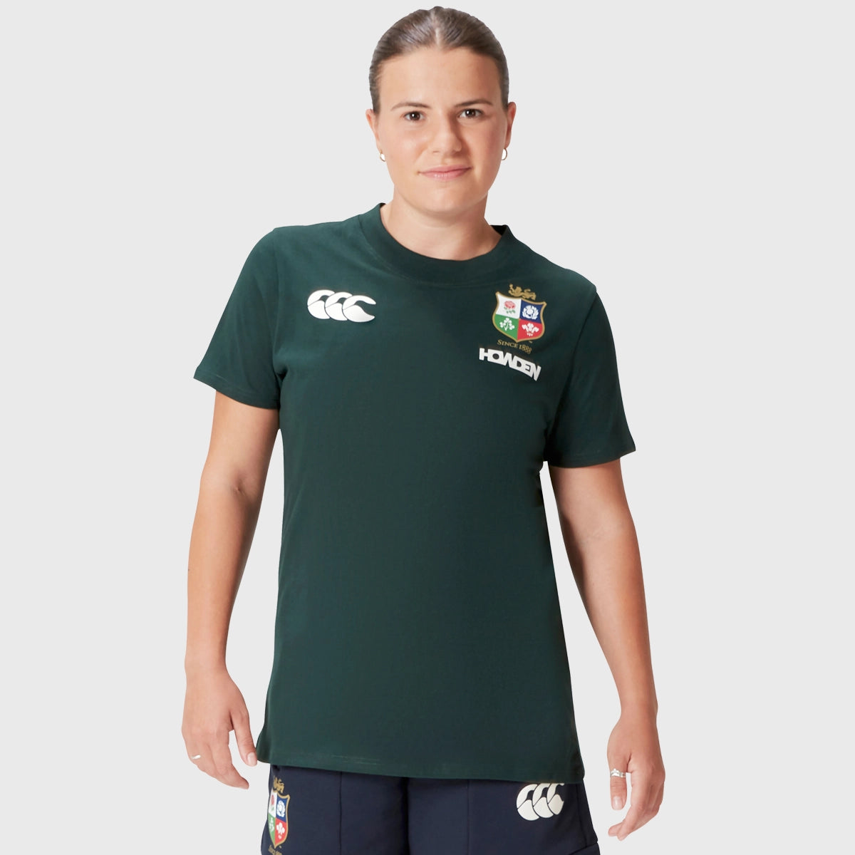 Canterbury British & Irish Lions Women's Cotton T-Shirt - Green Rugby Jersey for Fans | Game Day & Casual Wear