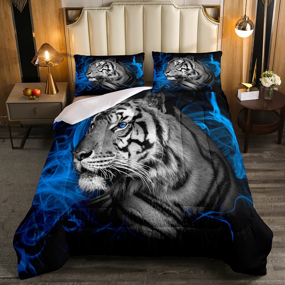 Tiger Print Comforter Set - African Savannah Animal Bedding for Kids & Teens, Tropical Big Cat Design Microfiber Quilt Set (Twin Size) - Perfect for Jungle Themed Bedrooms, Wild Animal Nursery Decor, and Safari Party Room Decoration