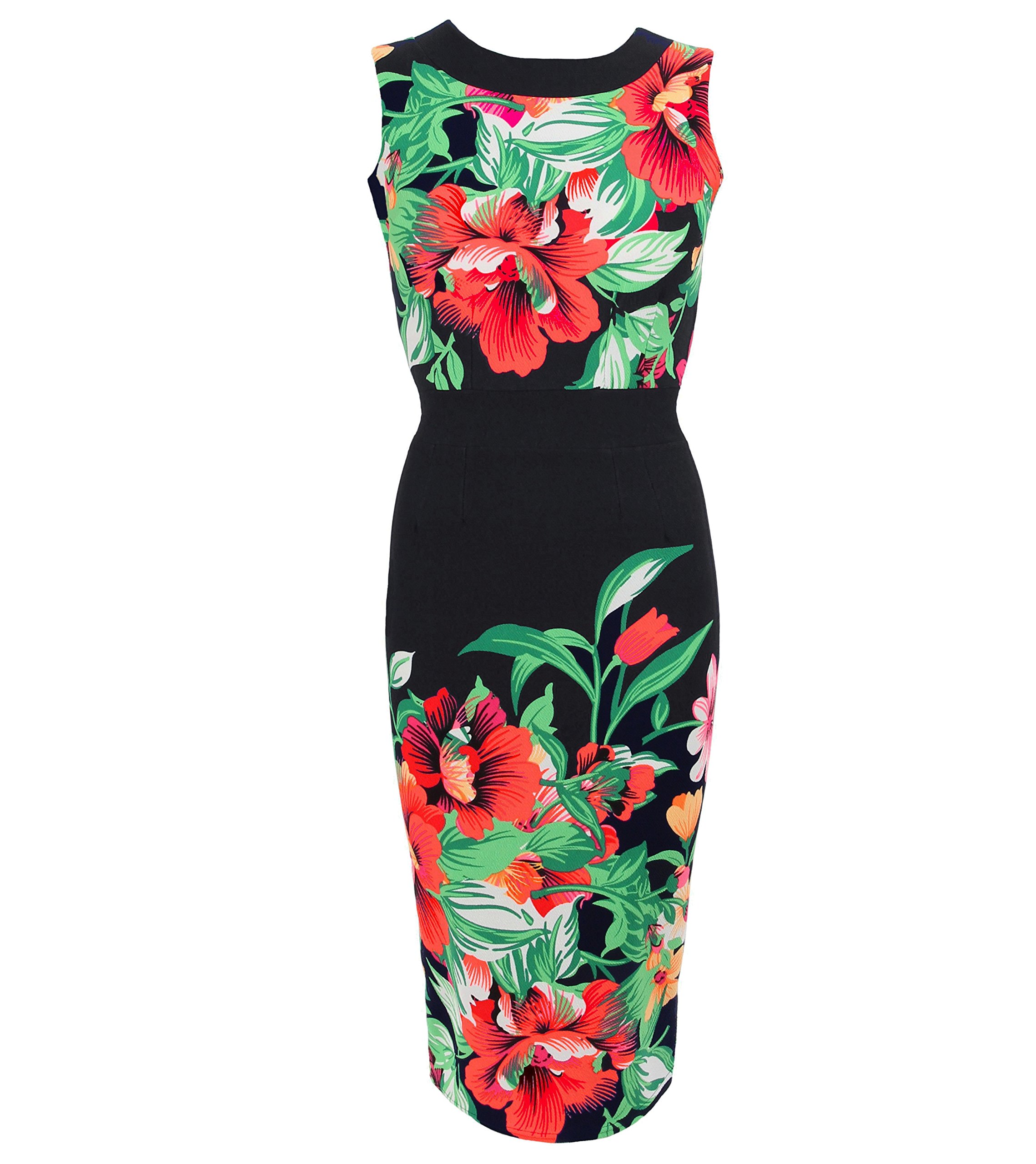 Sleeveless Floral Pencil Dress for Women - Perfect for Summer & Office