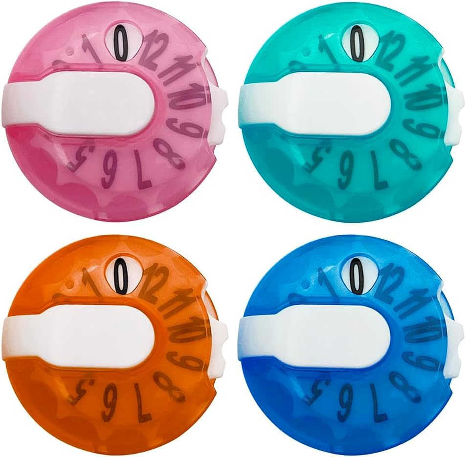 Compact Golf Score Tracker Set - 4 Multi-Colored Stroke Counters for Easy Green Scoring | Golf Accessories