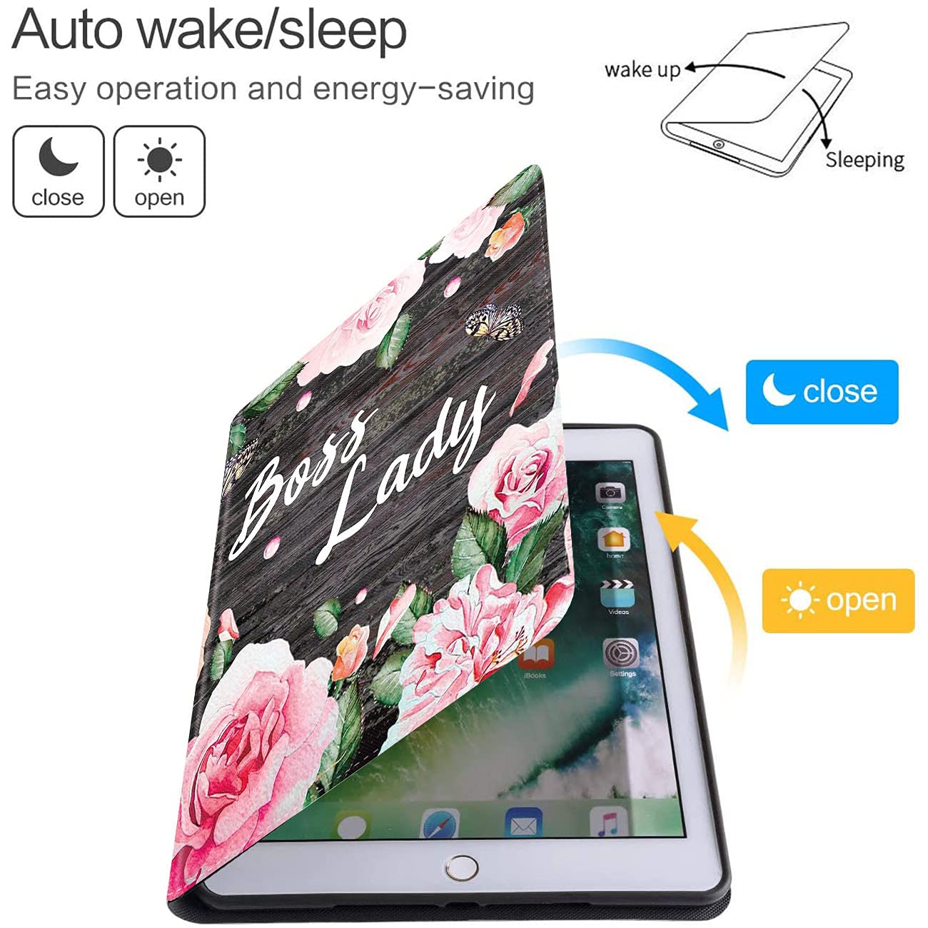 Premium Shockproof Case for iPad 10.2 (8th/7th Gen 2020/2019) & iPad Air/Pro 10.5 Inch - Durable Protective Cover with Floral Boss Lady Design & Coasters Set | Perfect for Work, Travel, and Home Use