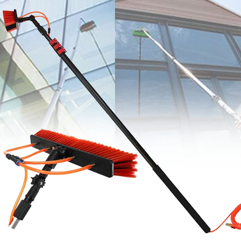 Extendable Water Fed Window Cleaning Brush - 29ft/9m Telescopic Pole for Glass, Walls, Solar Panels & Conservatory Roofs | Hose-Compatible Cleaning Tool for Hard-to-Reach Areas | Perfect for Home Exterior, Commercial Buildings & PV System Maintenance