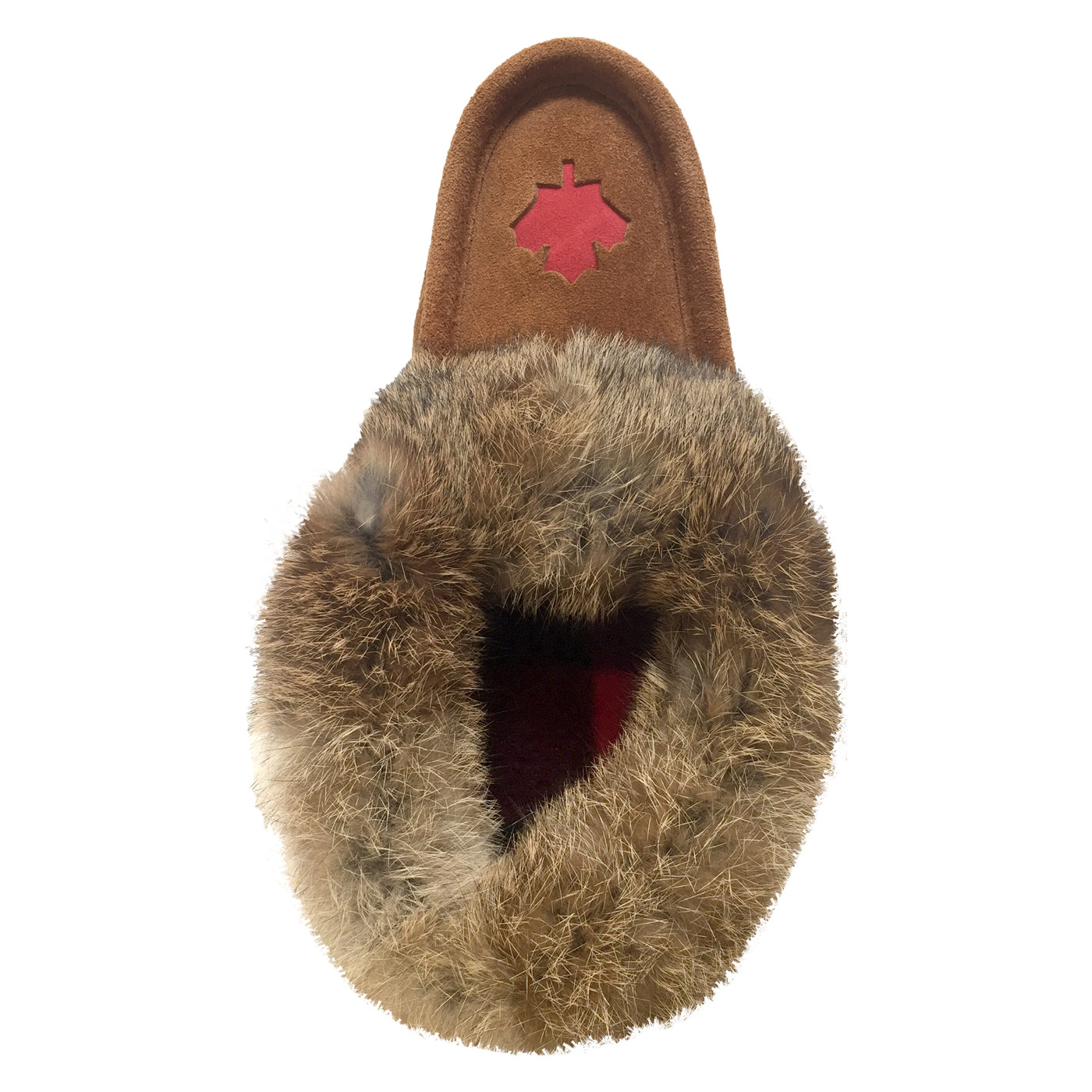 Women's Warm Fleece Lined Brown Suede Maple Leaf Rabbit Fur Moccasins - Cozy Winter House Slippers for Indoor Comfort & Casual Wear