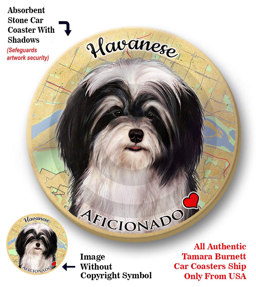Black & White Havanese Pet Coasters - Absorbent Ceramic Cup Holders for Cars & Home