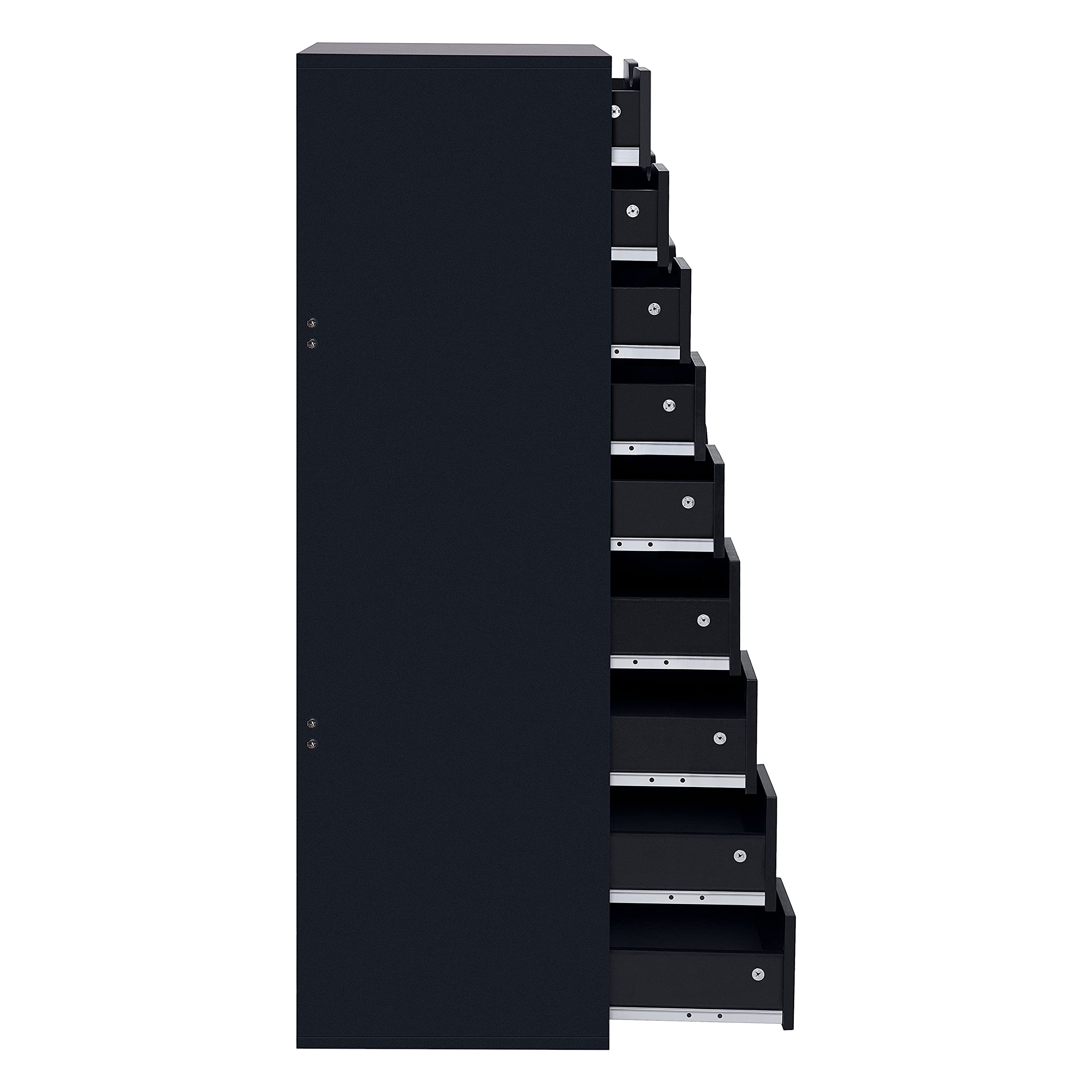 Black 9-Drawer Makeup Storage Cabinet - Cosmetic Organizer with Drawers for Vanity Dressing Table, Girls Bedroom Dresser Desk | Perfect for Makeup Display & Beauty Product Storage in Home, Salon or Dressing Room