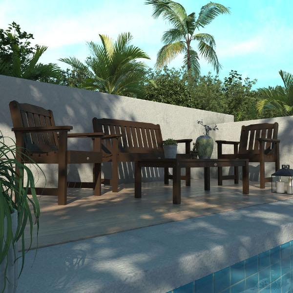 Lehigh 5-Piece Outdoor Garden Conversation Set - Patio Furniture with Cushions for Backyard, Deck, or Poolside Relaxation