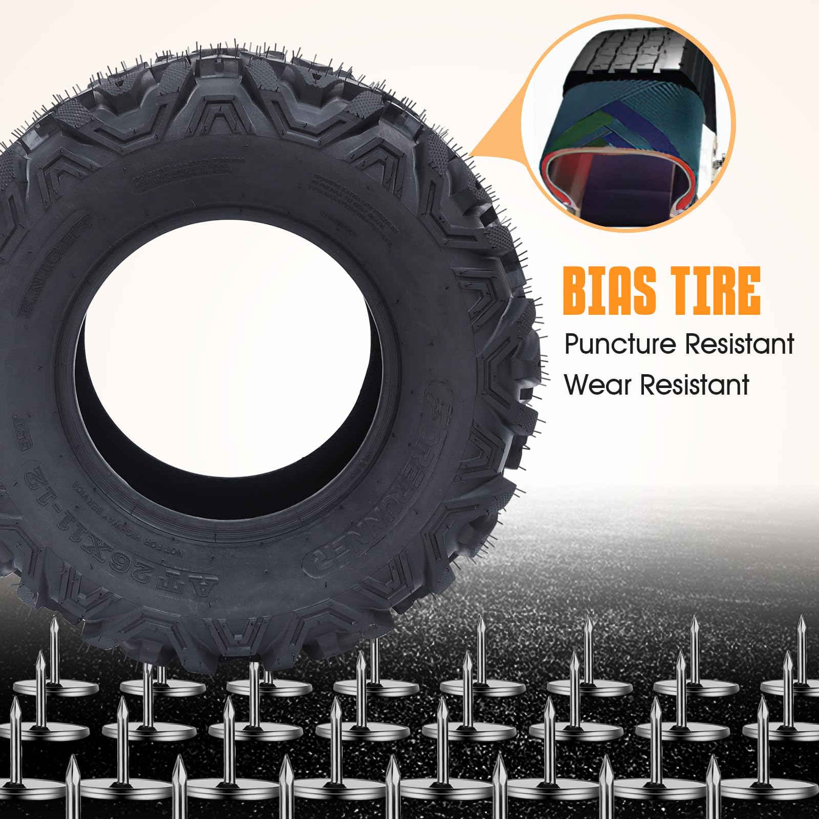 Set of 2 WHIZMIA ATV/UTV All-Terrain Tires 26x11-12 - 6 PR Tubeless Bias Tires for Off-Road, Mud, Sand & Trail Riding - Durable & High-Performance