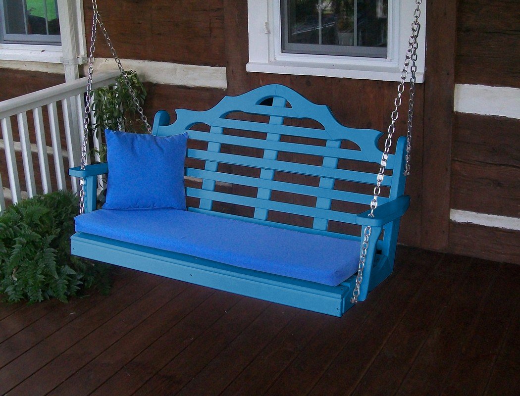 A&L Furniture Poly Marlboro Outdoor Swing - Blue Patio Swing for Garden, Backyard, Porch, and Deck Relaxation