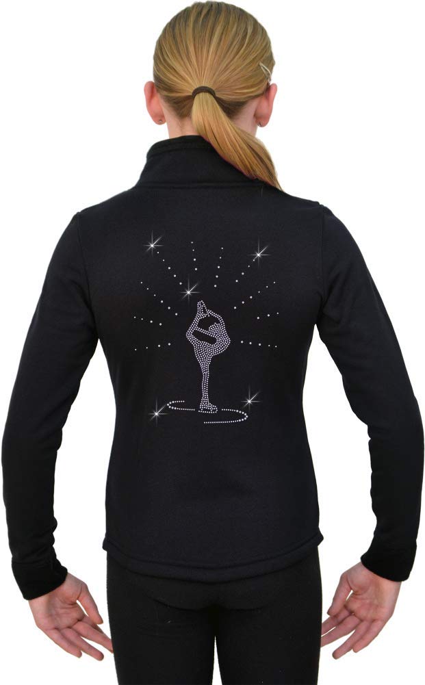 ChloeNoel JS883P Women's Figure Skating Jacket with Polartec Spiral Fleece & Crystal Embellishments (Biellman Spin Design) - Perfect for Ice Skating Performances, Competitions & Winter Sports
