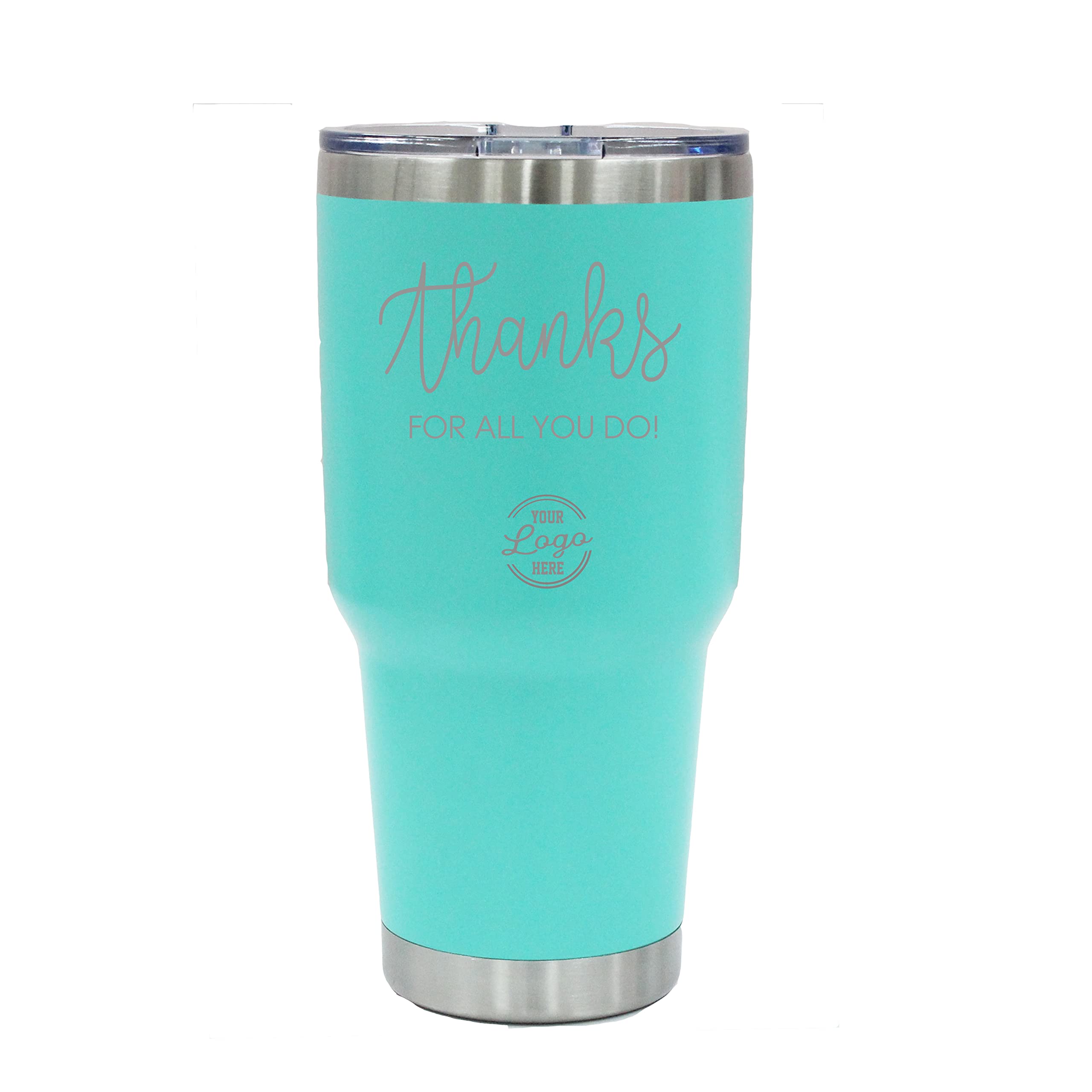 Custom Logo 30 oz Insulated Stainless Steel Tumbler with Lid & Straw - Multi Color Bulk Set of 10 - Employee Appreciation Gifts, Coworker Recognition, Volunteer Thank You - Perfect for Office Parties, Corporate Events & Team Building Activities