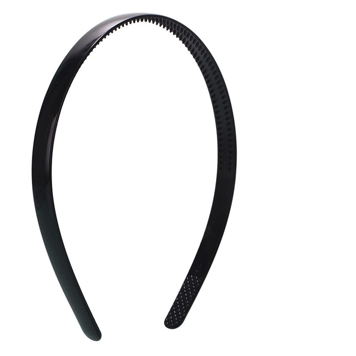 6-Pack Black Plastic Plain Headbands with Teeth Comb - 10mm Skinny Hair Bands for Women & Girls - DIY Hair Accessories for Halloween, Cosplay, and Everyday Styling