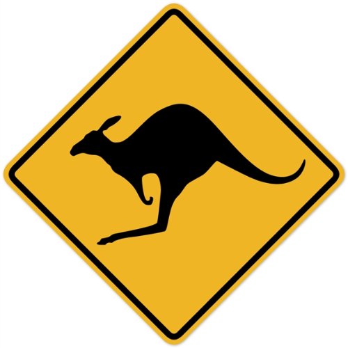 Peel & Stick Kangaroo Crossing Wall Decals - 24x24 Inch Removable Traffic Sign Stickers for Kids Room, Classroom & Playroom Decor - Fun Road Safety Educational Decals
