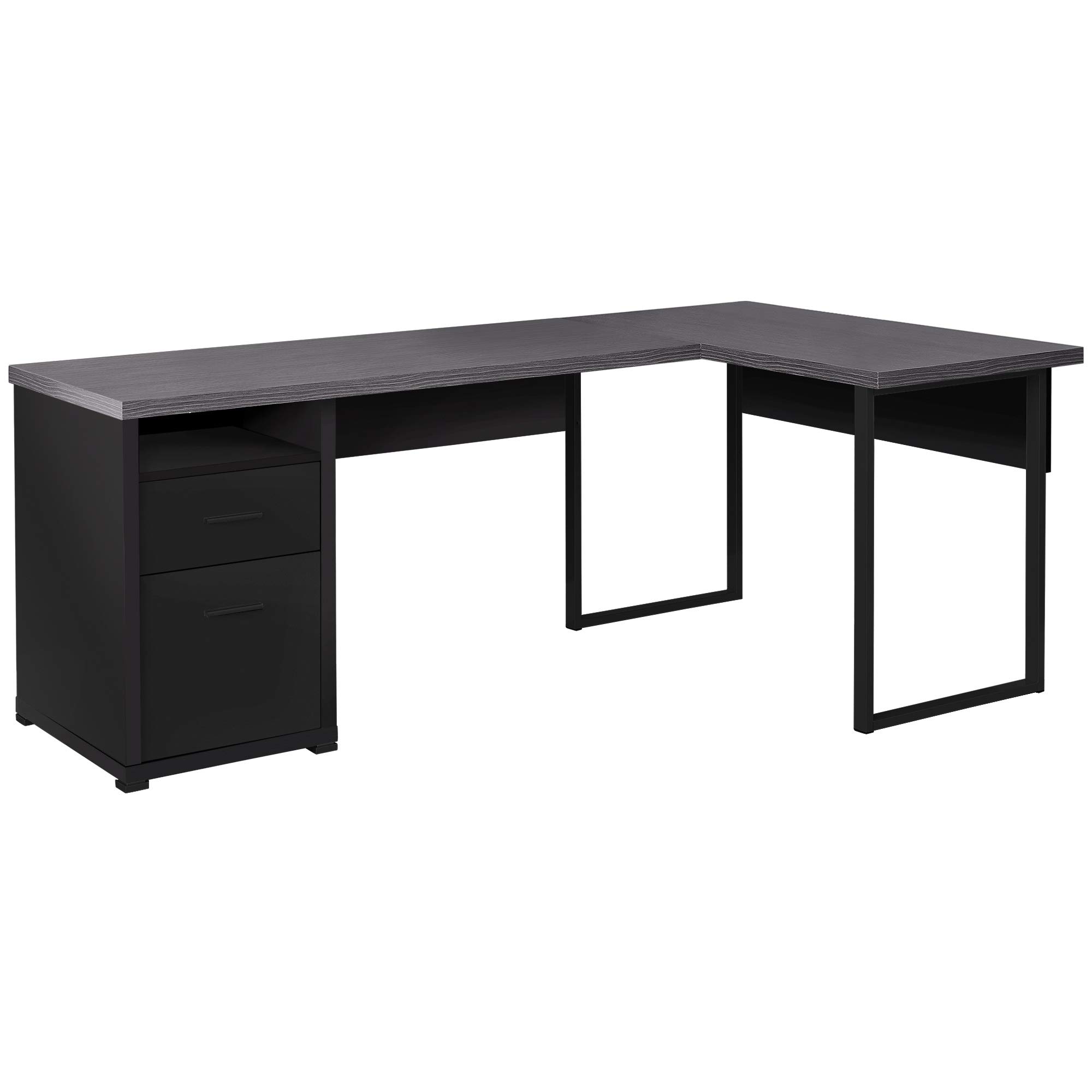 Ergonomic 80-Inch Computer Desk with Black/Grey Top - Left or Right Facing L-Shaped Desk for Home Office, Gaming & Study Workspace