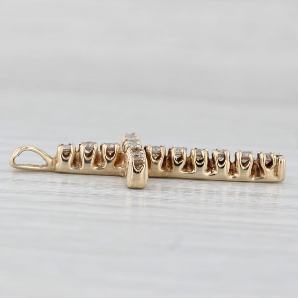 0.48ctw Diamond Cross Pendant in 10k Yellow Gold - Elegant Religious Jewelry for Women, Perfect for Baptism, Confirmation & Everyday Wear