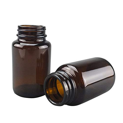 40-Pack 100ml Glass Brown Round Media Storage Bottles - Reagent Bottles Without GL38 Screw Cap for Lab, Chemical Storage & DIY Projects