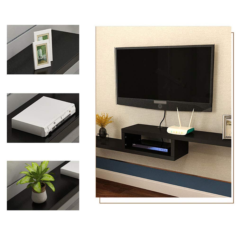 Modern Floating TV Shelf - 2-Tier Wall Mounted Media Console for Cable Box, Router, DVD Player & Remote Control - Perfect for Living Room, Bedroom & Home Theater Setup