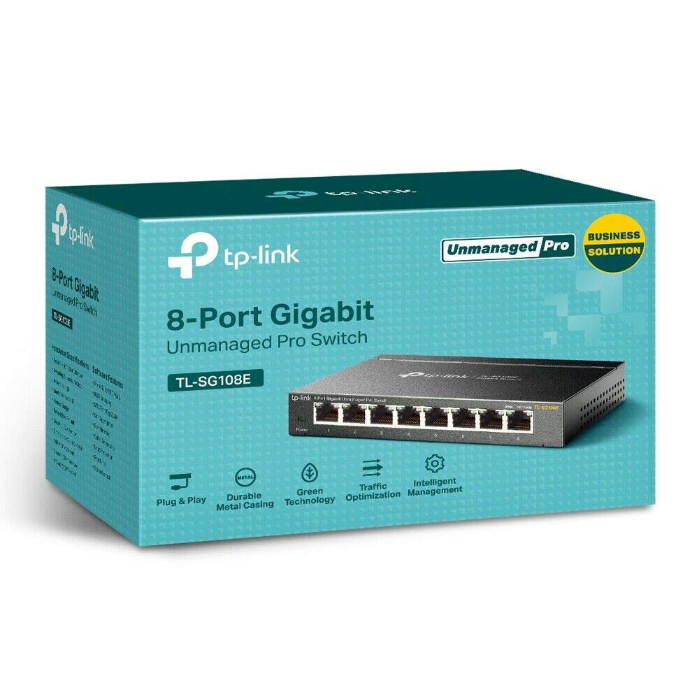 8 Port Gigabit Ethernet Switch 1000Mbps - TL-SG108E | Plug & Play Smart Desktop Network Switch for Home Office & Gaming Setup