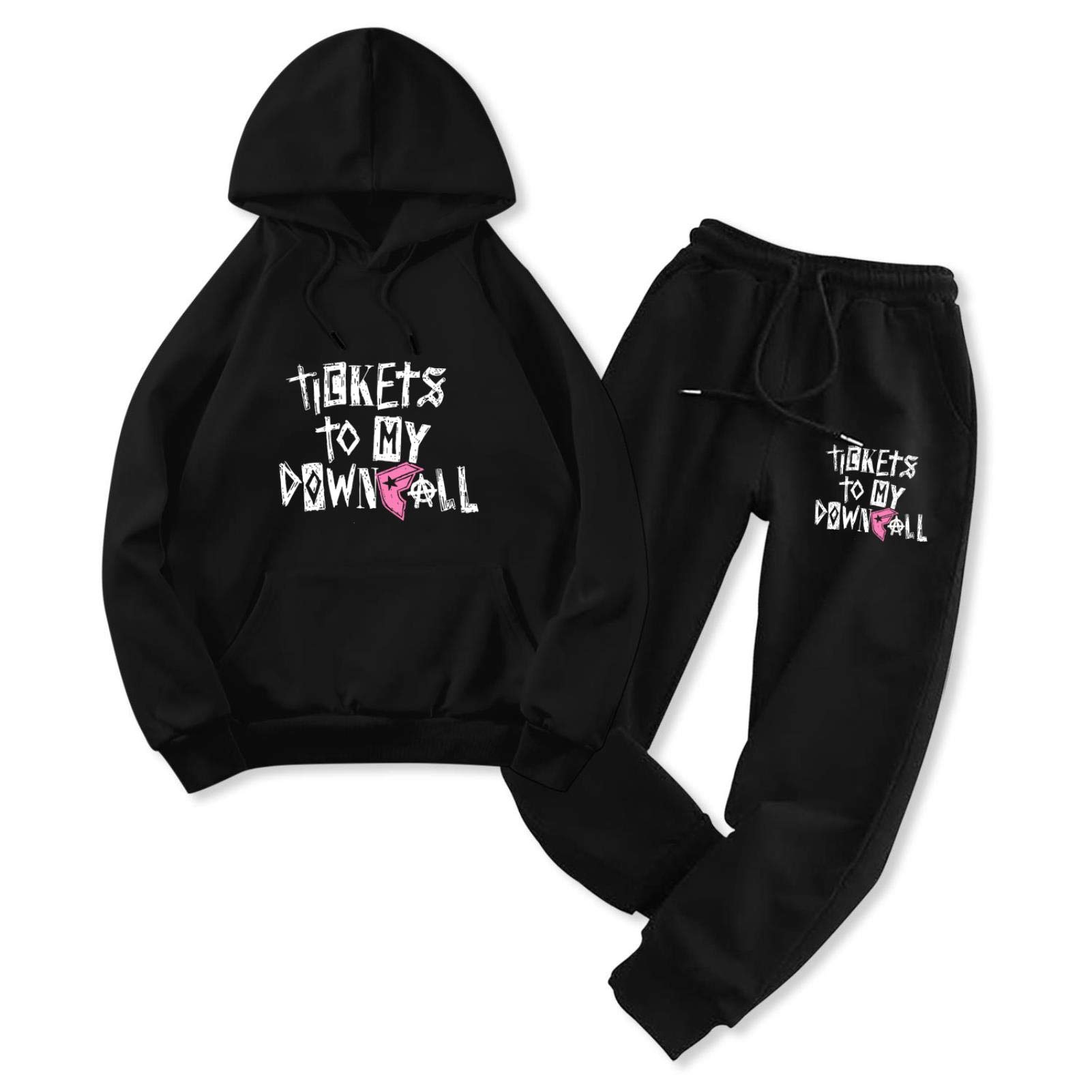 Mipruct Kelly M-G-K Machine Gun My Downfall Pullover Hoodie & Sweatpants Set - Spring Casual Streetwear Outfit for Men | Gym, Lounge, Everyday Wear