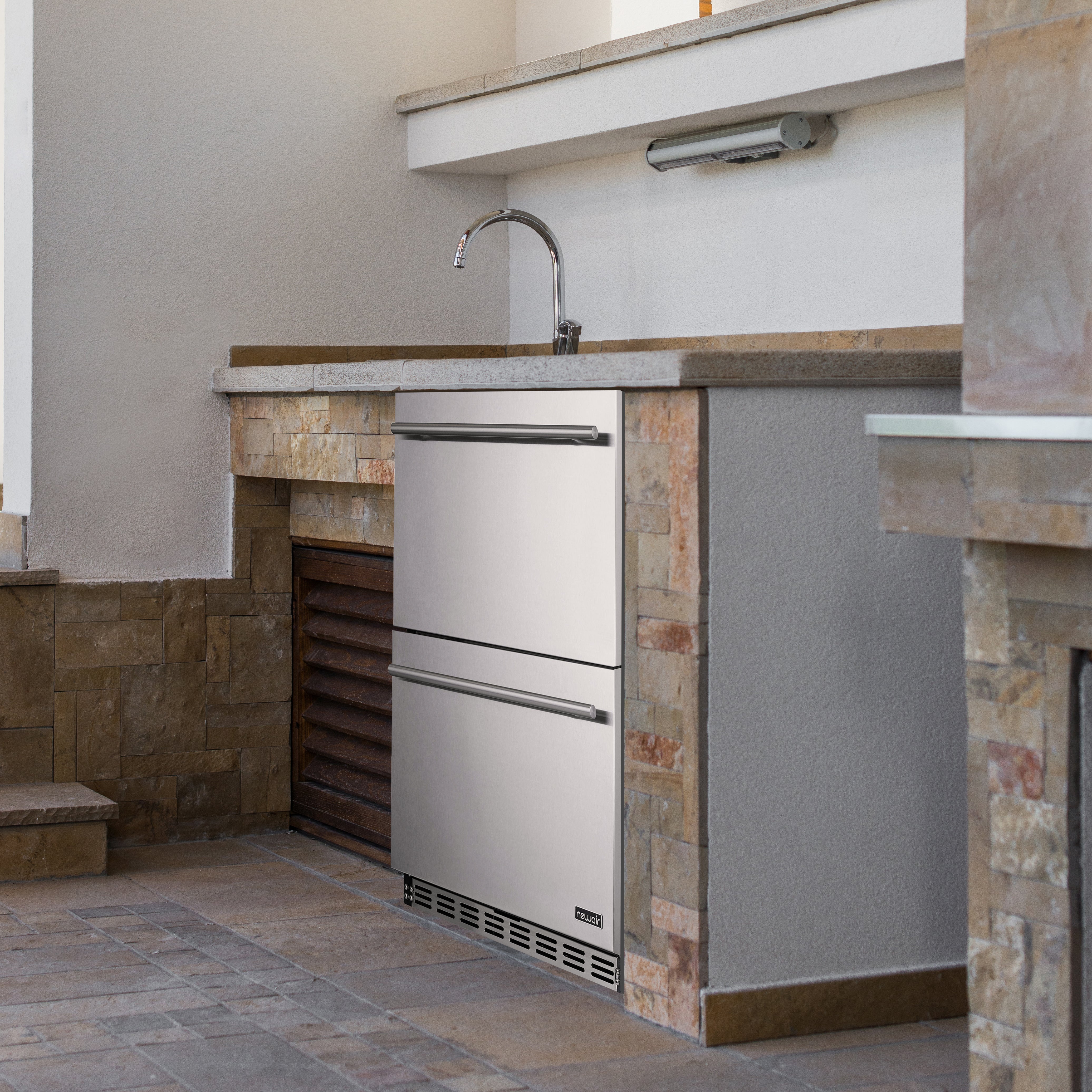 Newair® 80 Can 20 Bottle Built-In Beverage Cooler Refrigerator - Indoor/Outdoor Freestanding Mini Fridge for Beer, Wine & Soda - Perfect for Home Bar, Kitchen, Garage or Outdoor Entertaining