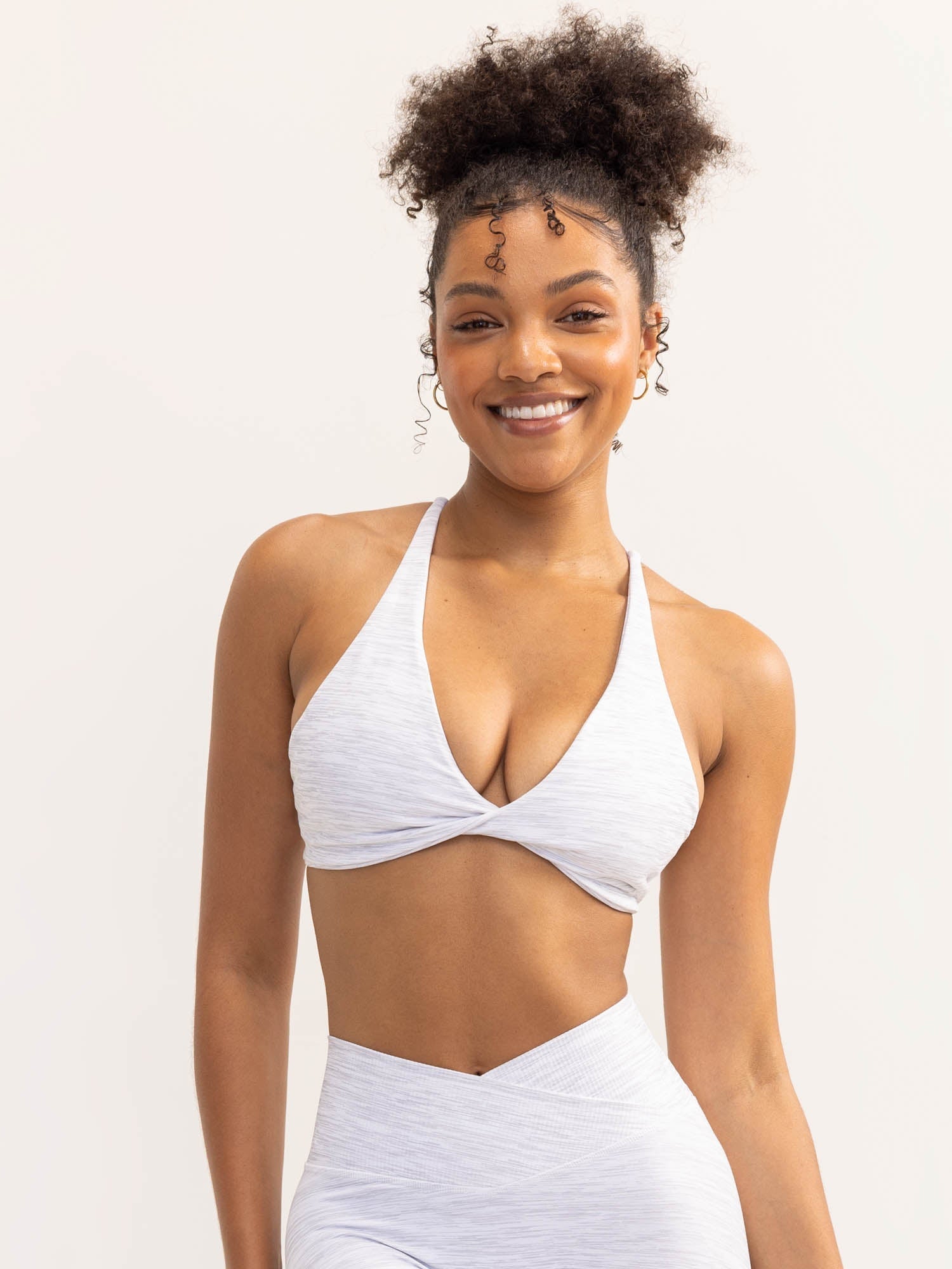 Activate Twist Sports Bra - Snow Grey Marl | High Support Workout Top for Running, Yoga & Gym | Breathable & Comfortable Activewear