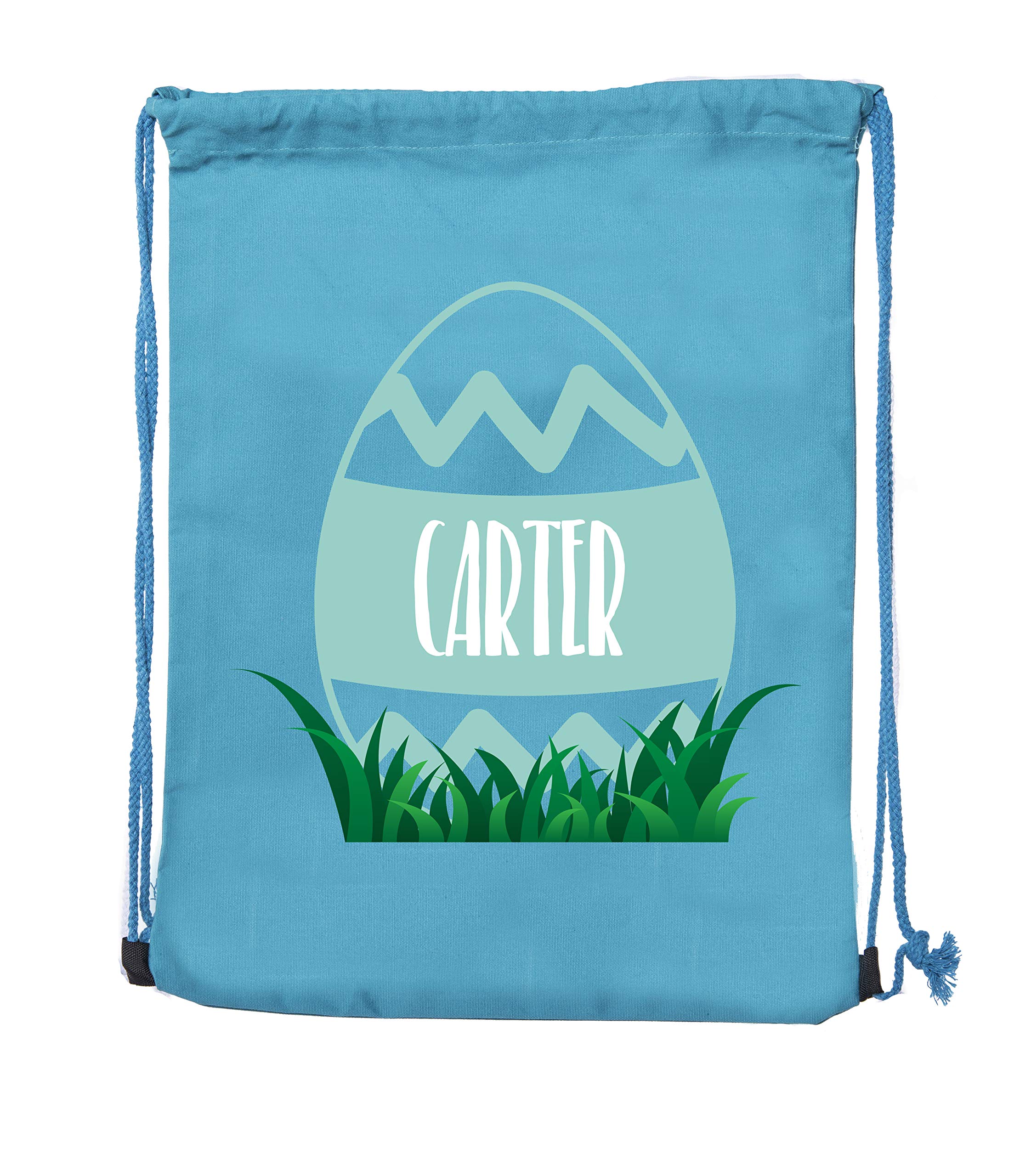 Custom Easter Basket Bags - Personalized Cotton Drawstring Backpacks with Zig Zag Egg Design for Kids & Adults - Perfect for Easter Egg Hunts, Gift Giving & Spring Celebrations