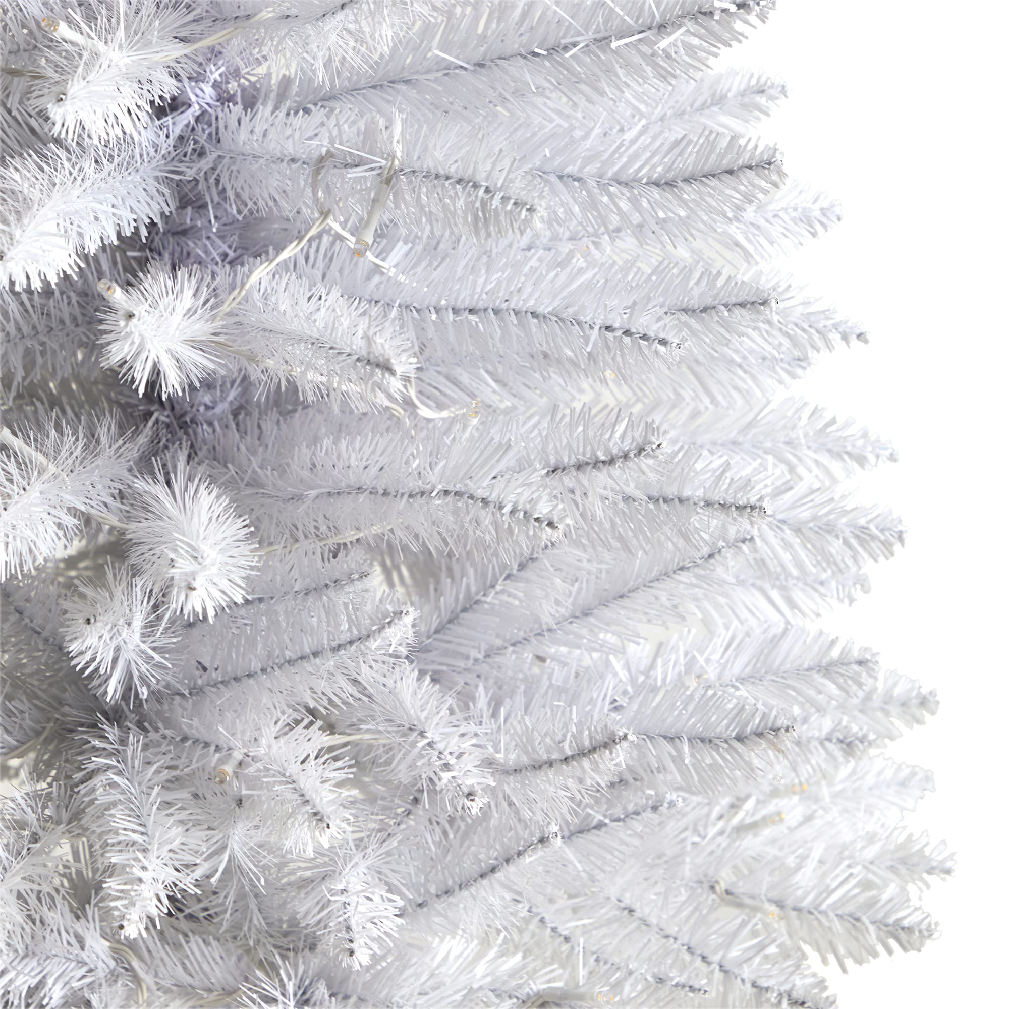 Nearly Natural 3ft Slim White Artificial Christmas Tree with 50 Warm White LED Lights & 161 Bendable Branches | Perfect for Small Spaces, Apartments, Office Decor & Holiday Displays