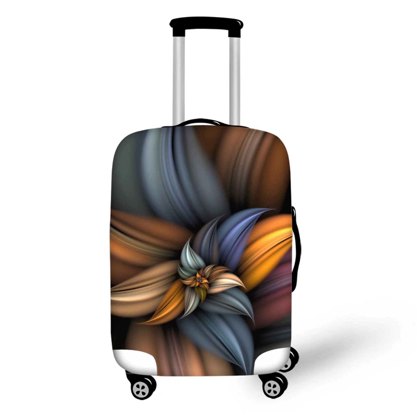 Deeprinter Abstract Floral Print Luggage Cover - High Elastic Spandex Suitcase Protector, Durable & Washable Trolley Case Cover for 18-21 Inch Trunks - Perfect for Travel, Airports, and Vacation Protection
