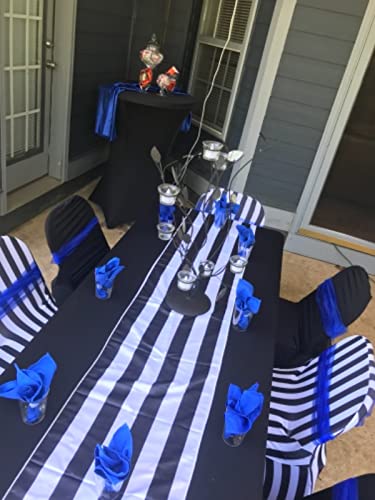 100 Pack Stretch Spandex Folding Chair Covers - Black & White Striped Design for Weddings, Parties & Events - Elastic Dining Chair Slipcovers for Home & Commercial Use