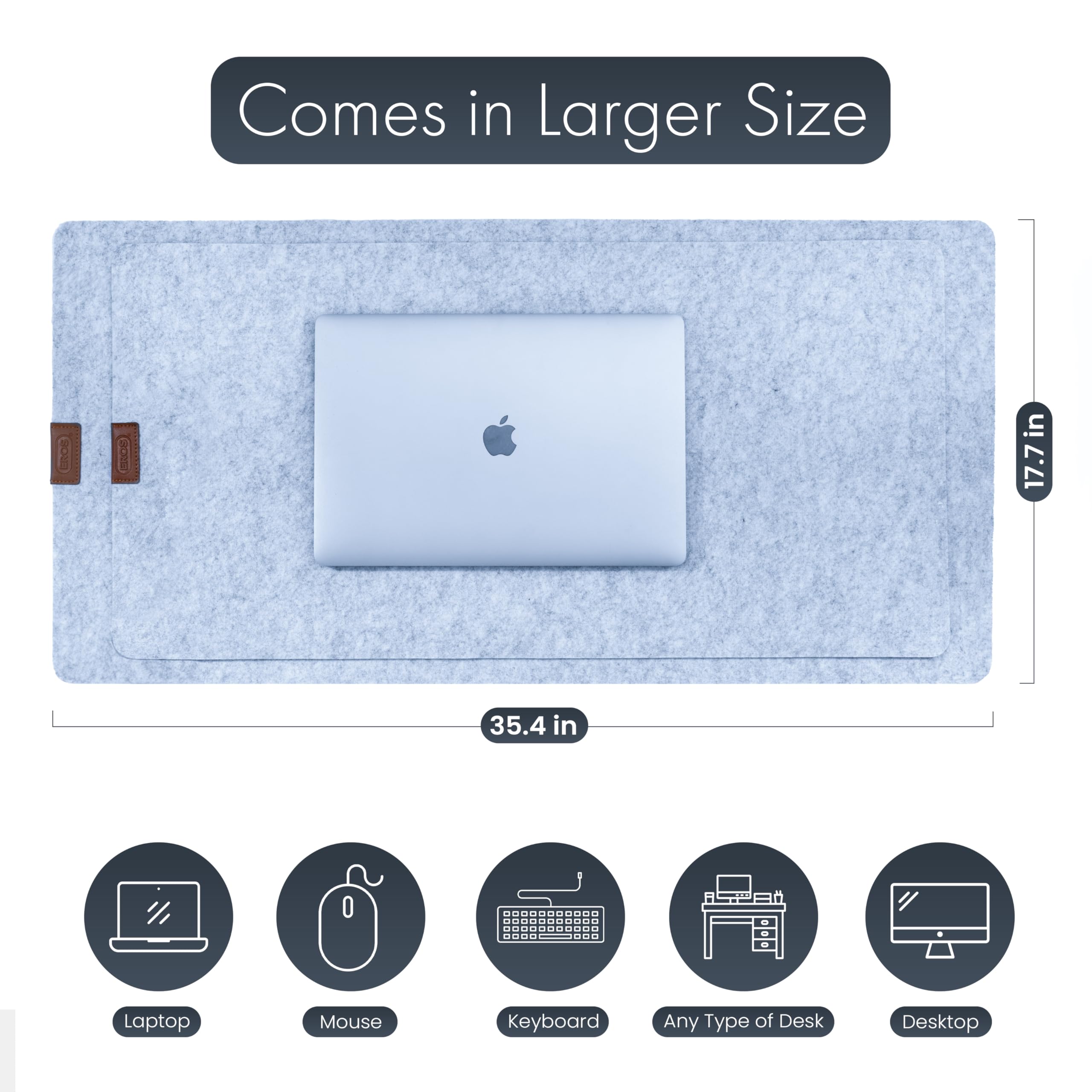 Non-Slip Felt Desk Mat - Light Gray Extra Large Office Desk Pad for Computer Keyboard & Mouse - Perfect for Home Office, Gaming & Workspace Protection