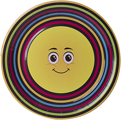 Emoji Party Supplies 9 Inch Disposable Round Paper Plates - 20 Packs of 50 (1000 Count) - Colorful Birthday Party Decorations for Kids, Family Dinner, Baby Shower & Special Events - Perfect for Indoor & Outdoor Celebrations