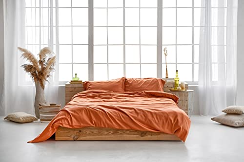 Premium 100% Cotton Full Size Sheet Set - 3 Piece Sateen Bedding Set with Duvet Cover & 2 Pillowcases | Soft, Breathable & Crisp Satin Weave | Perfect for Luxury Bedrooms, Guest Rooms & Dorm Essentials