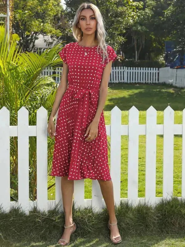 Stylish Black & White Polka Dot Midi Dress for Women - Flowy Casual Summer Dress for Brunch, Date Night & Beach Vacations