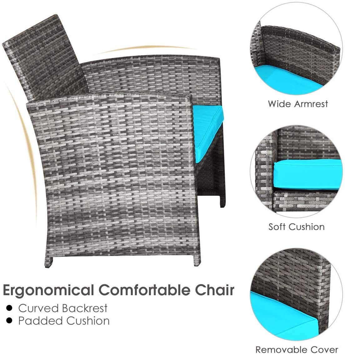 HAPPYGRILL 4-Piece Outdoor Patio Furniture Set with Soft Cushions - Rattan PE Wicker Sofa Chairs & Coffee Table for Garden, Poolside, Porch, Backyard - Perfect for Relaxing and Entertaining Guests