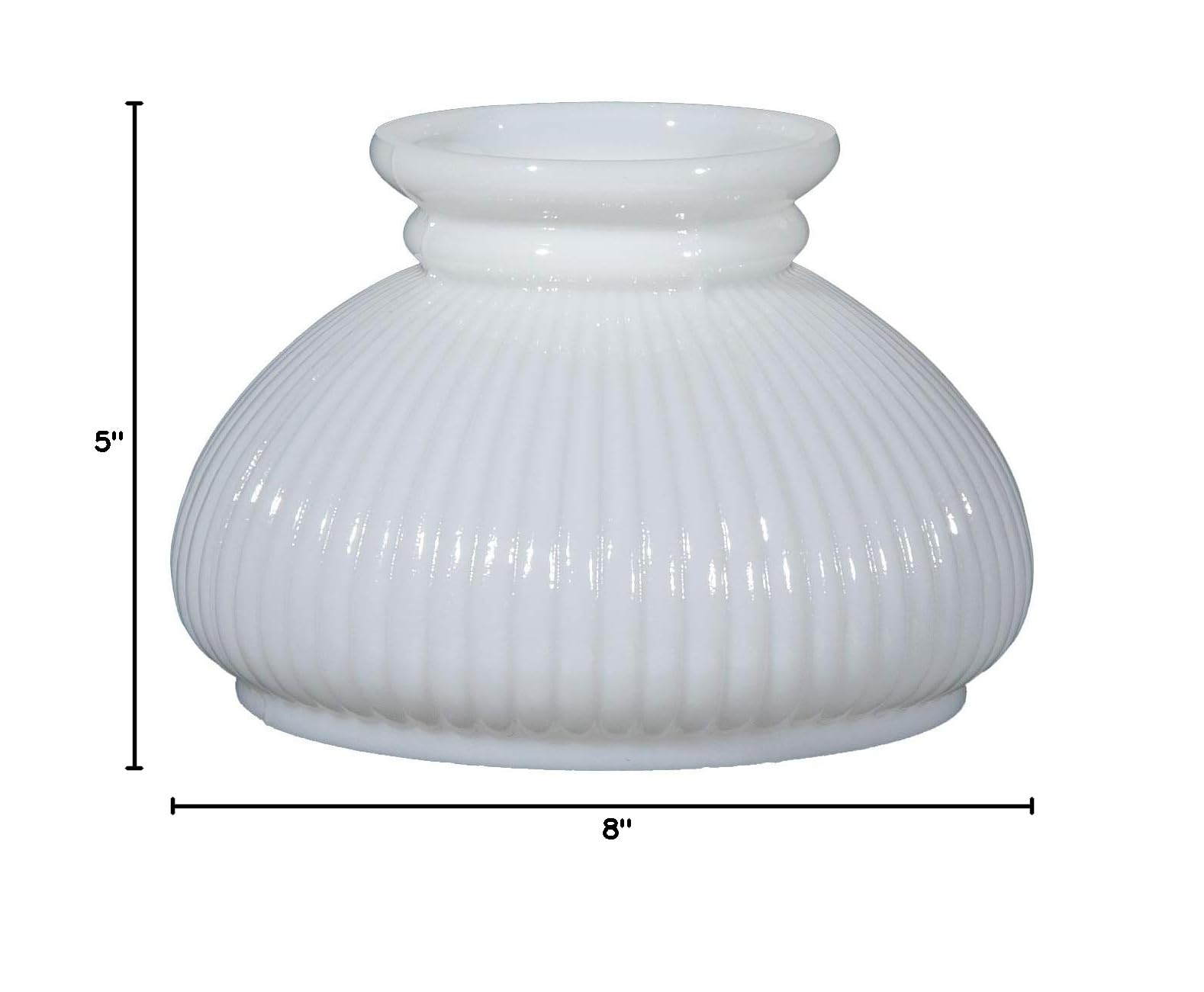 B&P Lamp® 7英寸学生灯罩 - 白色乳白玻璃带肋纹设计，适用于复古和古董风格台灯及壁灯，完美搭配书房和卧室