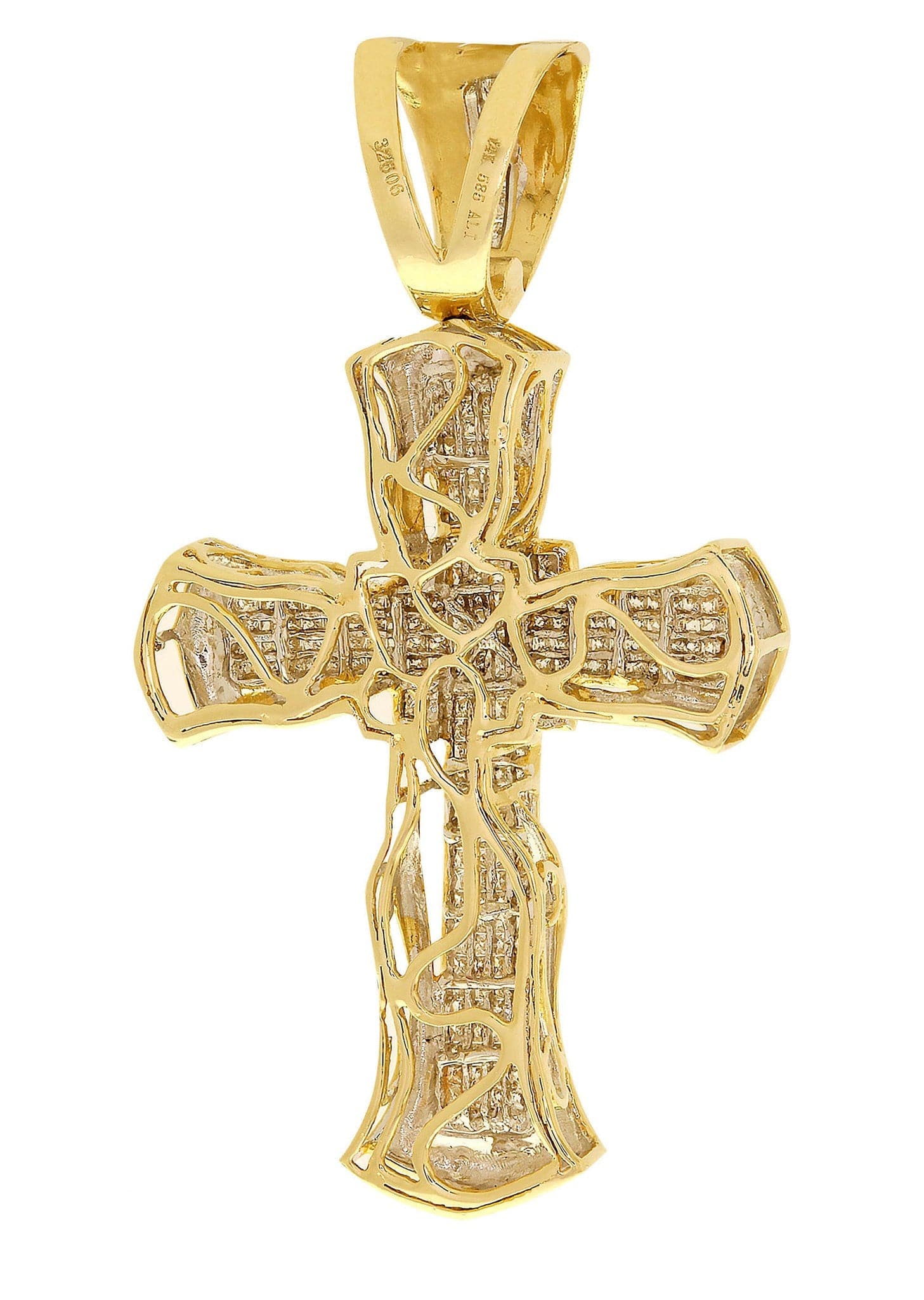 14K White Gold Diamond Cross Pendant - 4.48 Carats, 13.17 Grams - Elegant Religious Jewelry for Women, Perfect for Baptism, First Communion & Special Occasions