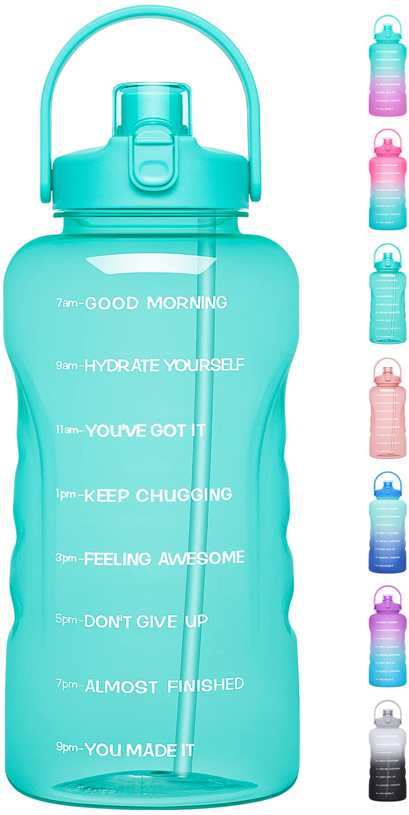 128oz BPA Free Leak-proof Water Bottle with Straw & Time Markings - Large Gallon Jug for Gym, Hiking, Camping & Outdoor Sports - Perfect Hydration for Workouts, Travel & Daily Use