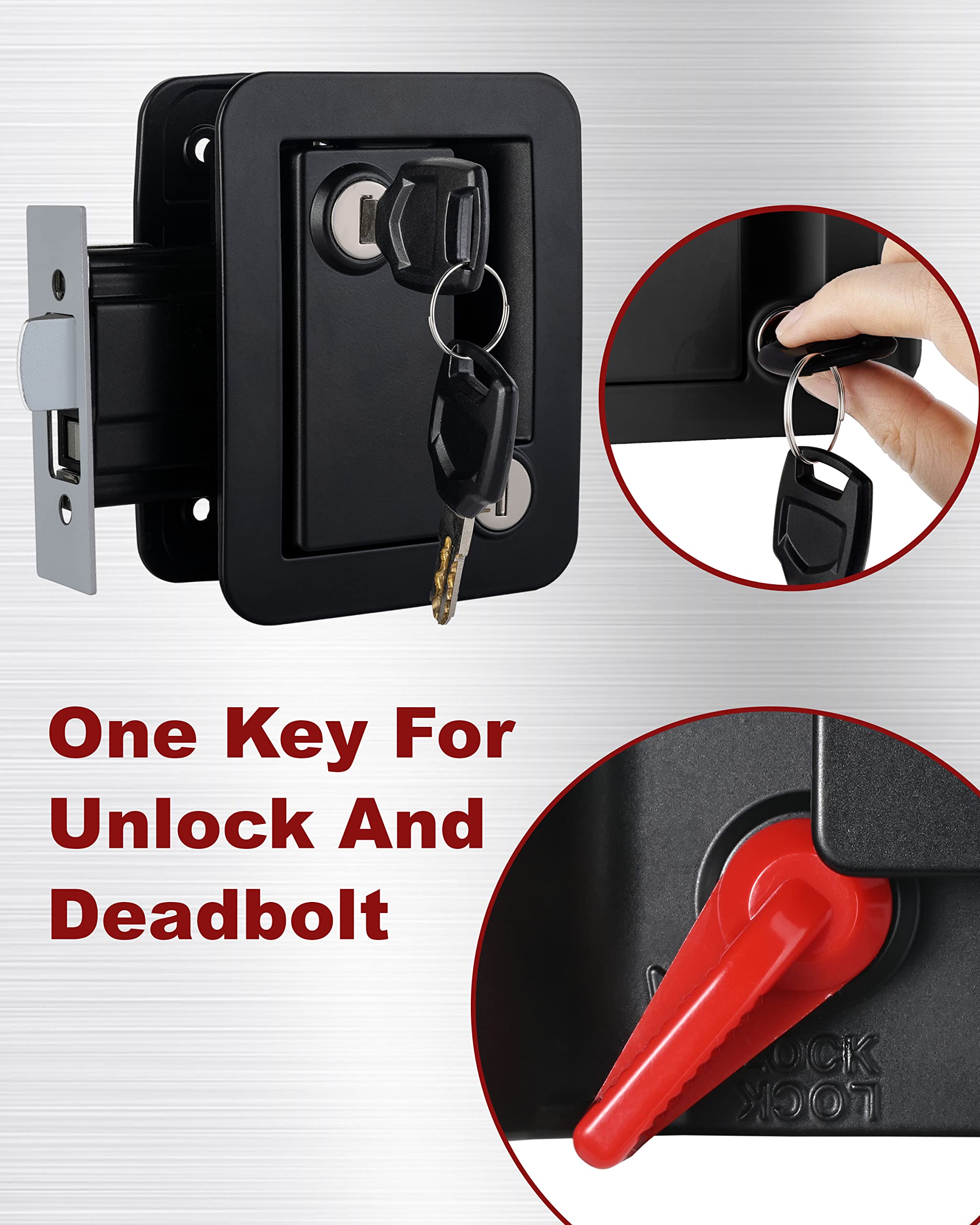 Universal RV Camper Door Lock Latch with Deadbolt & Handle - Heavy Duty Security Lock for Travel Trailers, 5th Wheels & Compartment Doors (Black, 3-Pack with 12 Matching Keys) | Perfect for Outdoor Adventures & Camper Security
