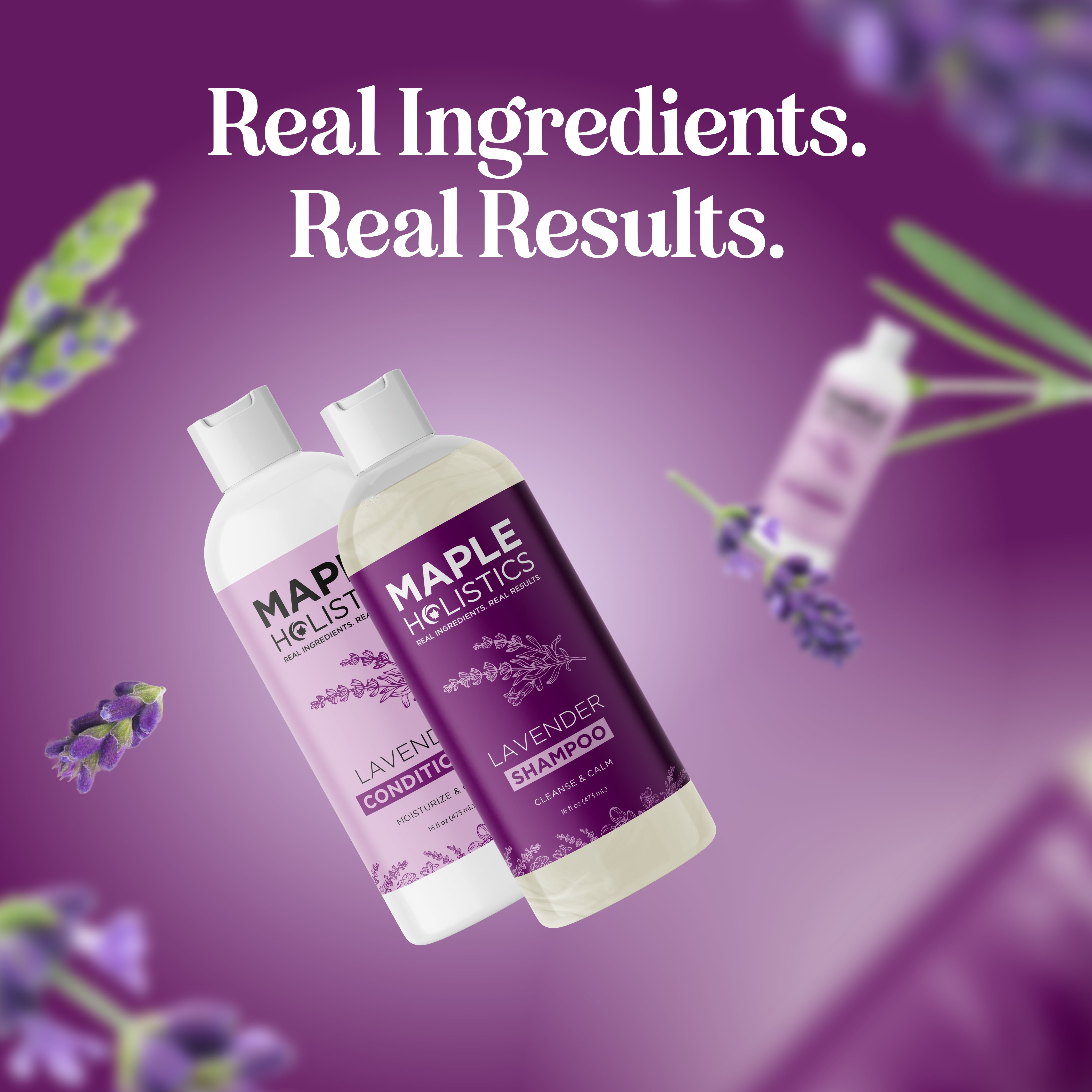 Organic Lavender Shampoo and Conditioner Set for Dry Hair - Sulfate Free, Hydrating & Soothing Hair Care Duo - Perfect for Relaxing Bath & Stress Relief