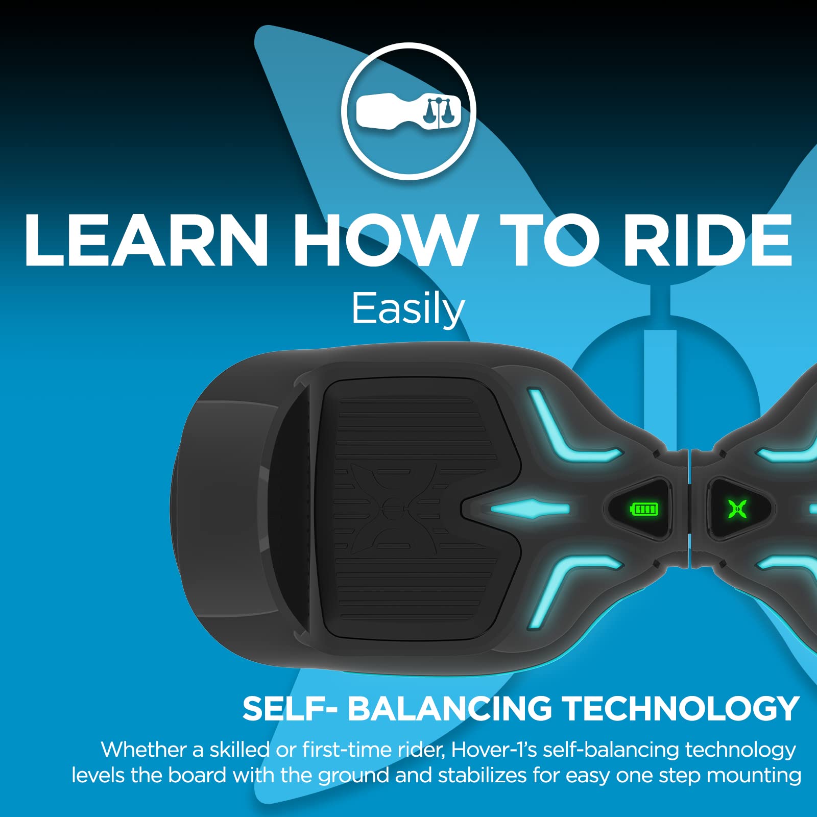 Hover-1 H1-100 Self-Balancing Electric Scooter with Infinity LED Wheel Lights - Perfect for Commuting, Campus Travel & Outdoor Fun