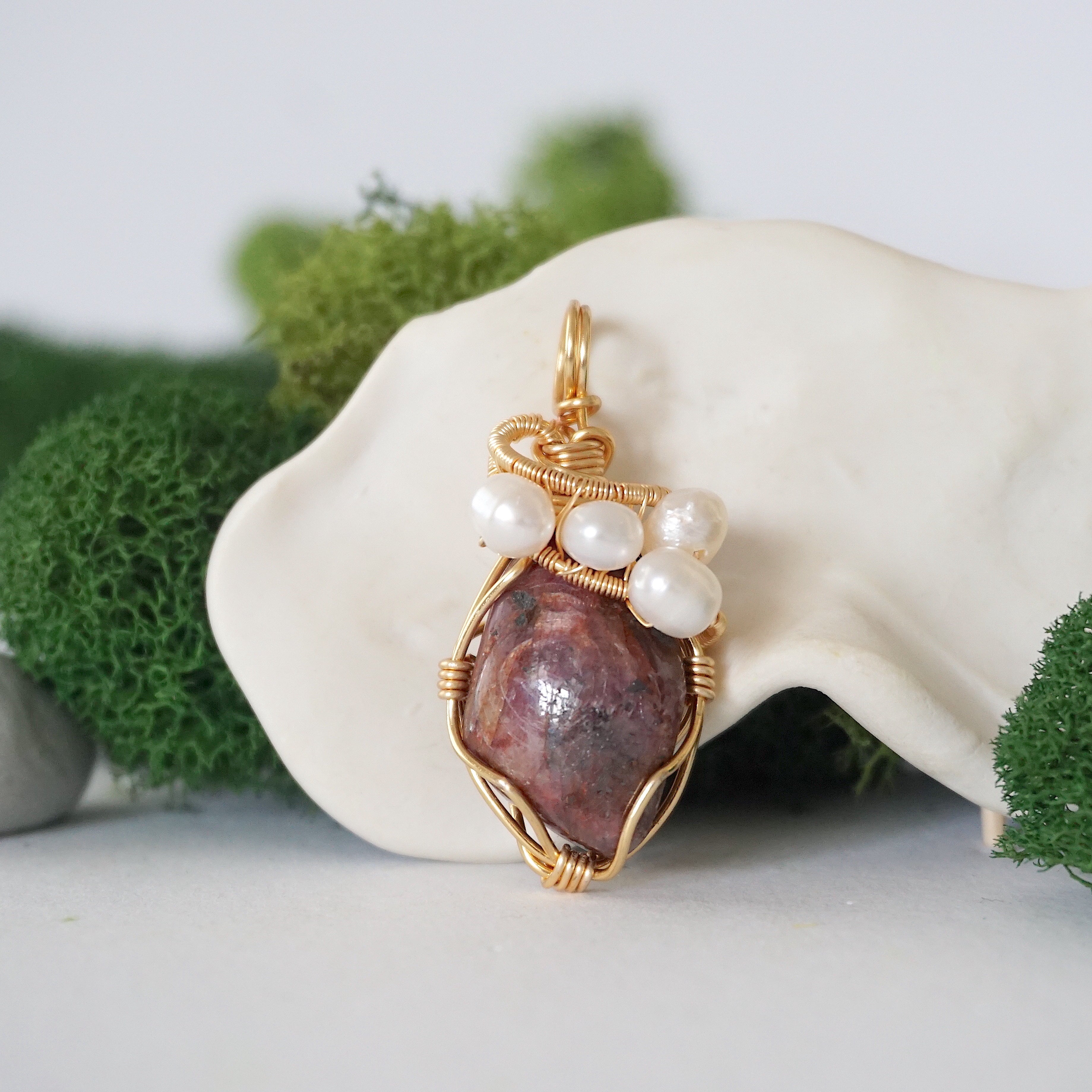 Elegant Ruby and Pearl Necklace - 14K Gold Plated Jewelry for Women | Perfect for Weddings, Parties & Special Occasions