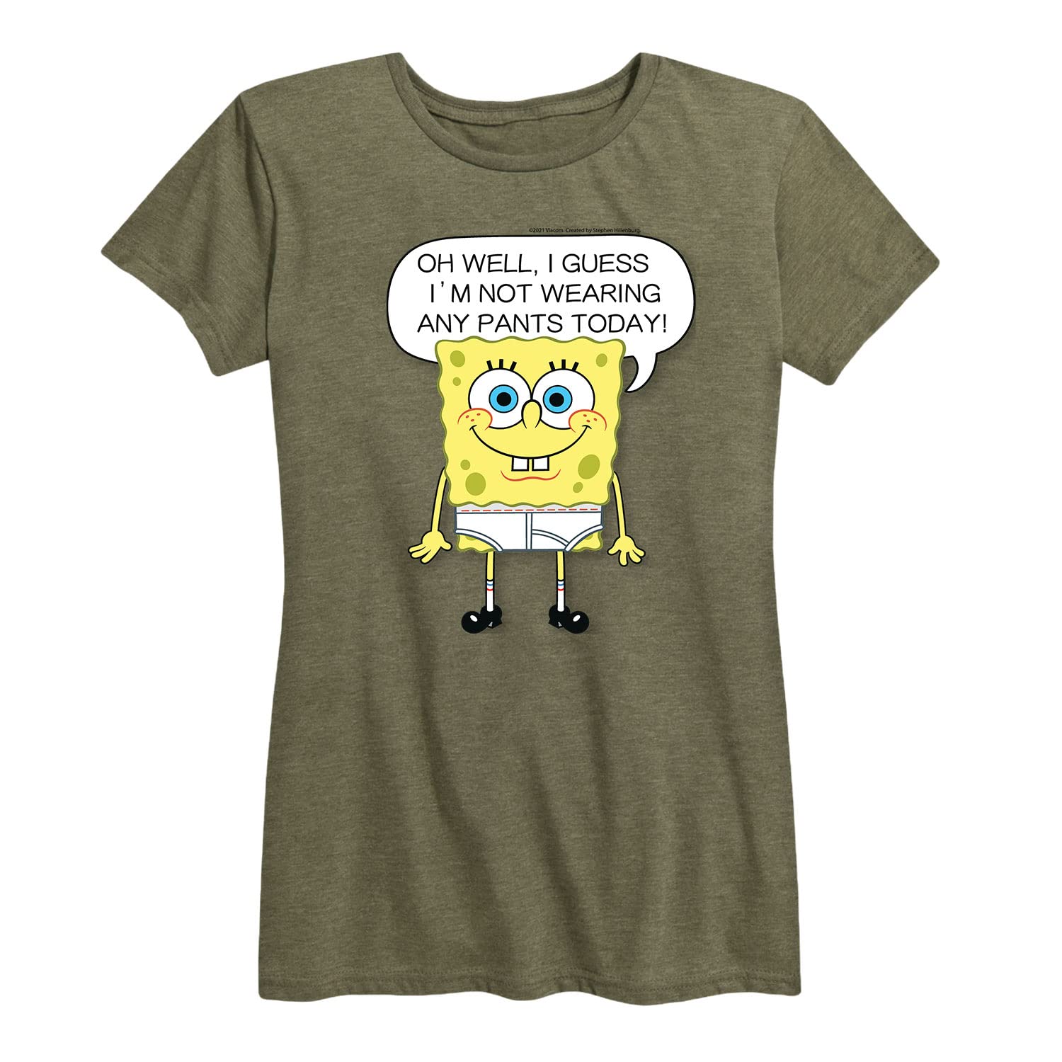 Spongebob Squarepants No Pants Women's Graphic T-Shirt | Funny Cartoon Tee for Women | Casual Wear, Lounge, Cosplay & Gift Idea