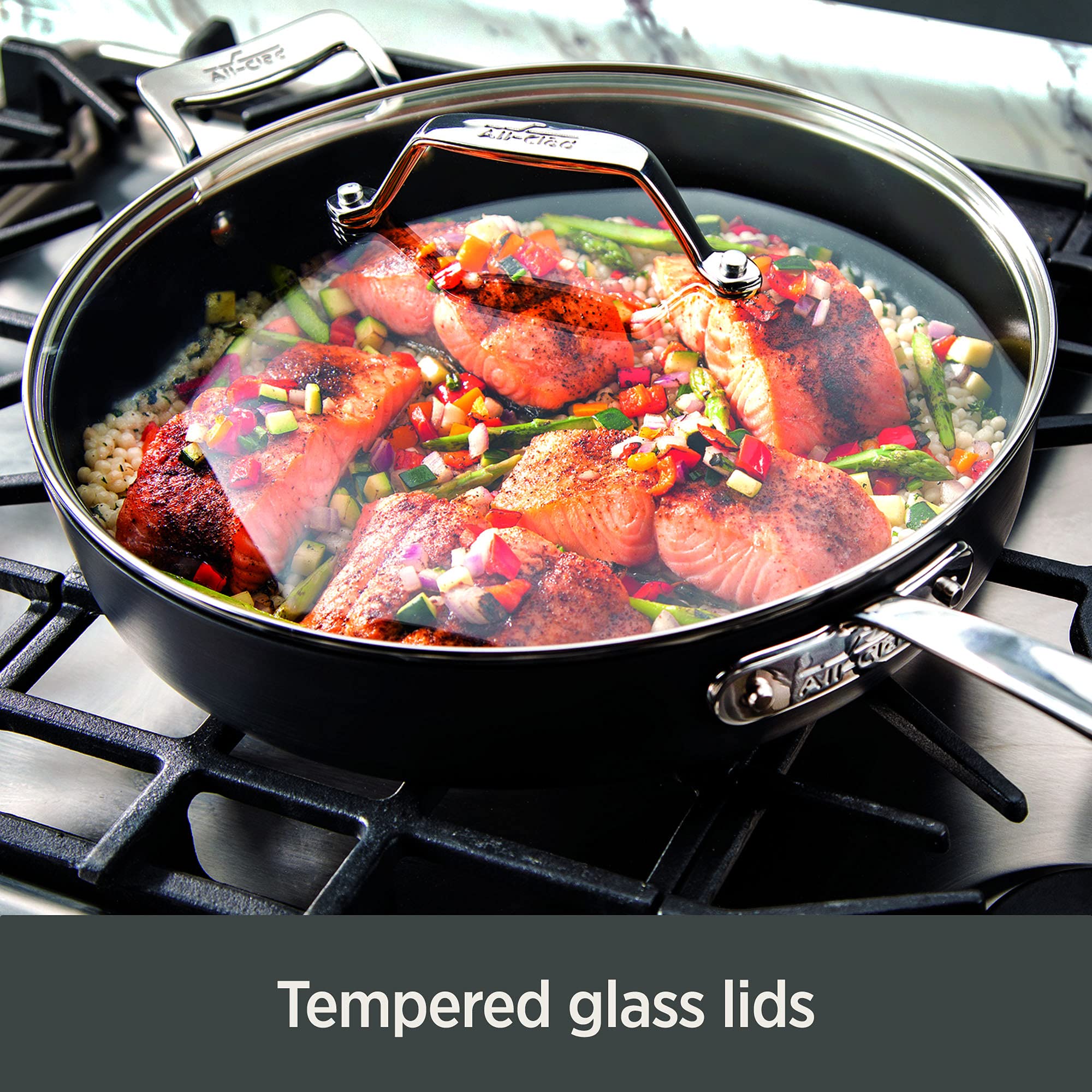 All-Clad Essentials 7 Quart Hard Anodized Nonstick Multi-Pot - Oven & Broiler Safe Up to 500°F with Strainer Lid - Pasta Pot with Handle - Perfect for Cooking, Boiling & Straining Pasta, Soups & Stews - Black Cookware Set